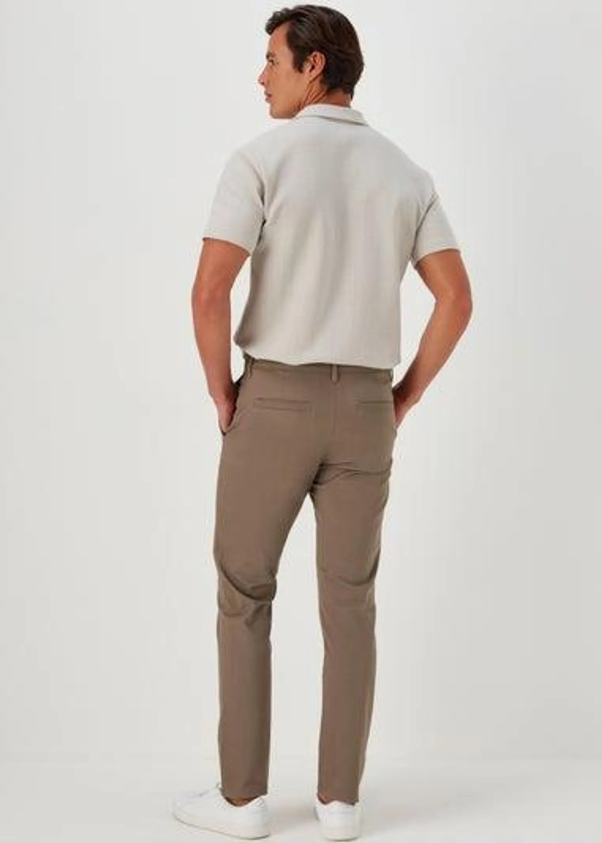 Brown Slim Fit Stretch Chinos