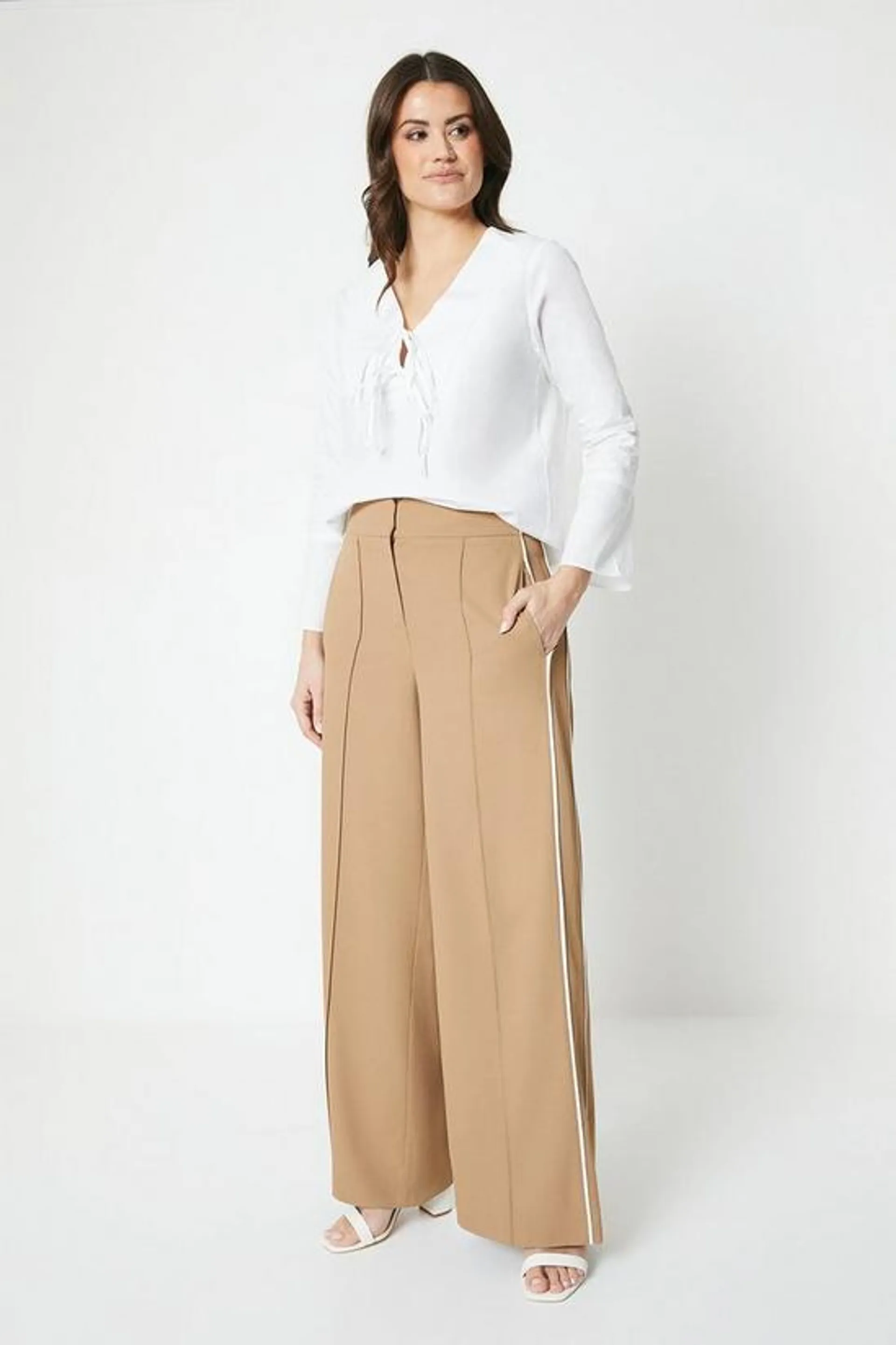 Premium Side Stripe Wide Leg Trousers