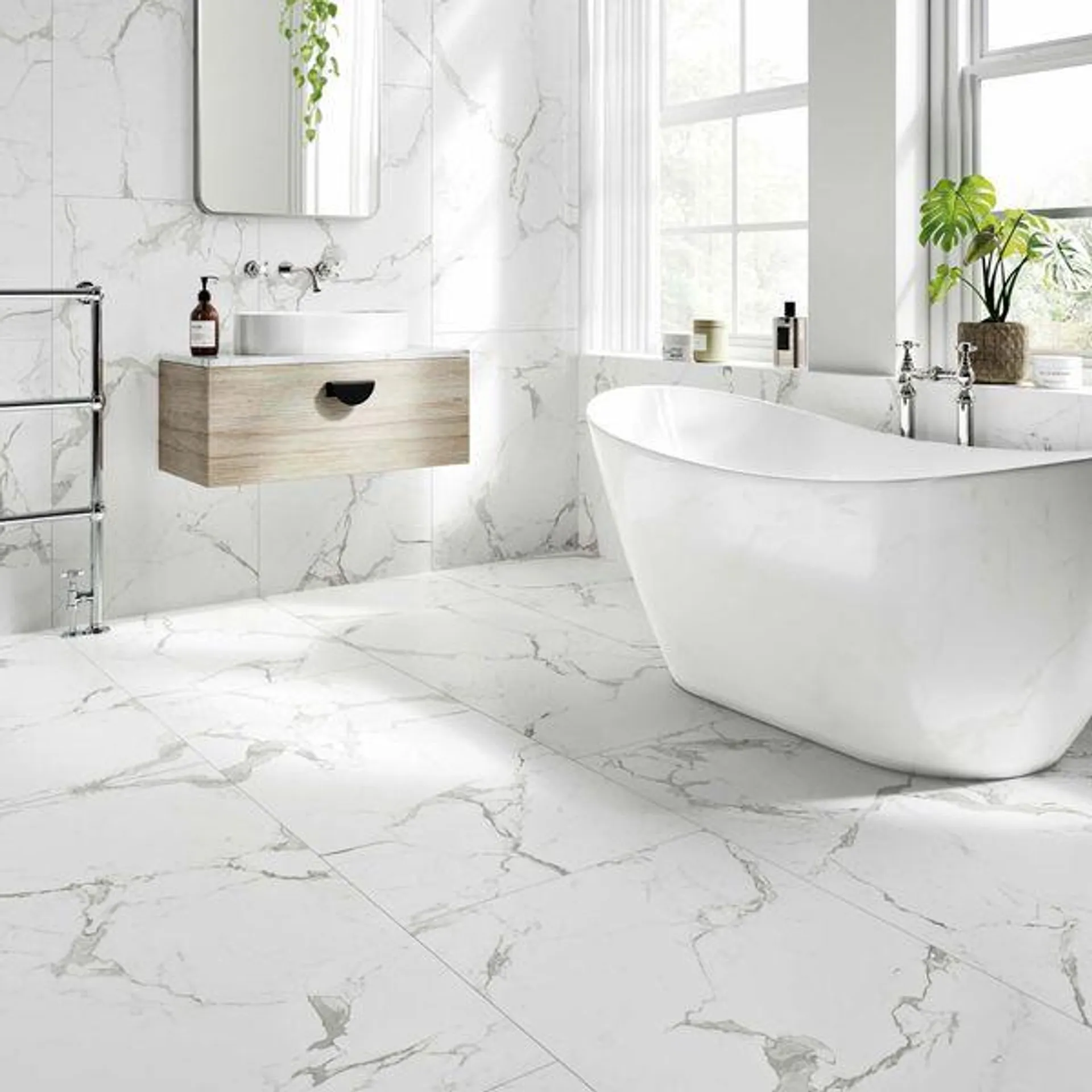 Modern Statuario Matt Marble Effect Tiles 600x1200