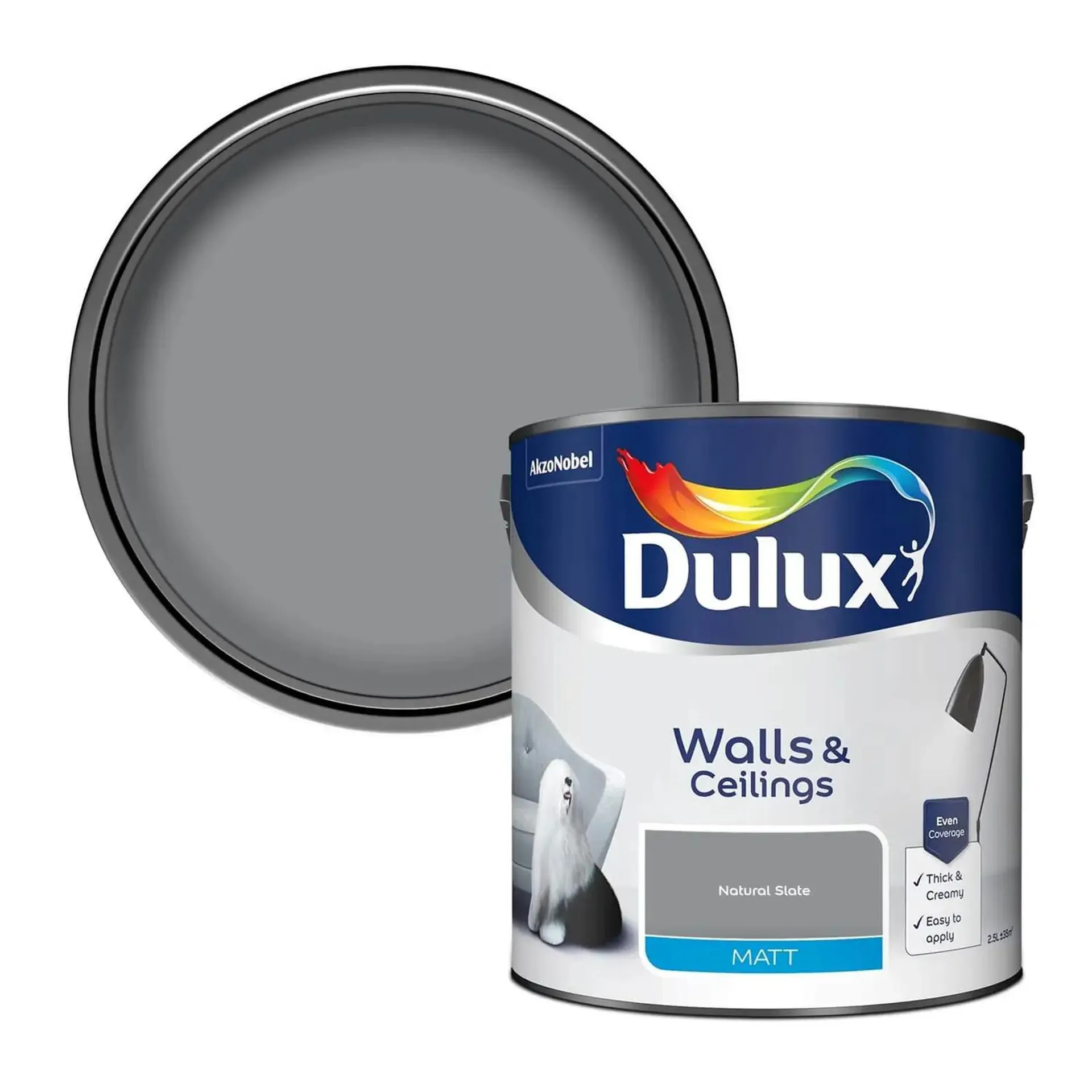 Dulux Matt Emulsion Paint Natural Slate - 2.5L