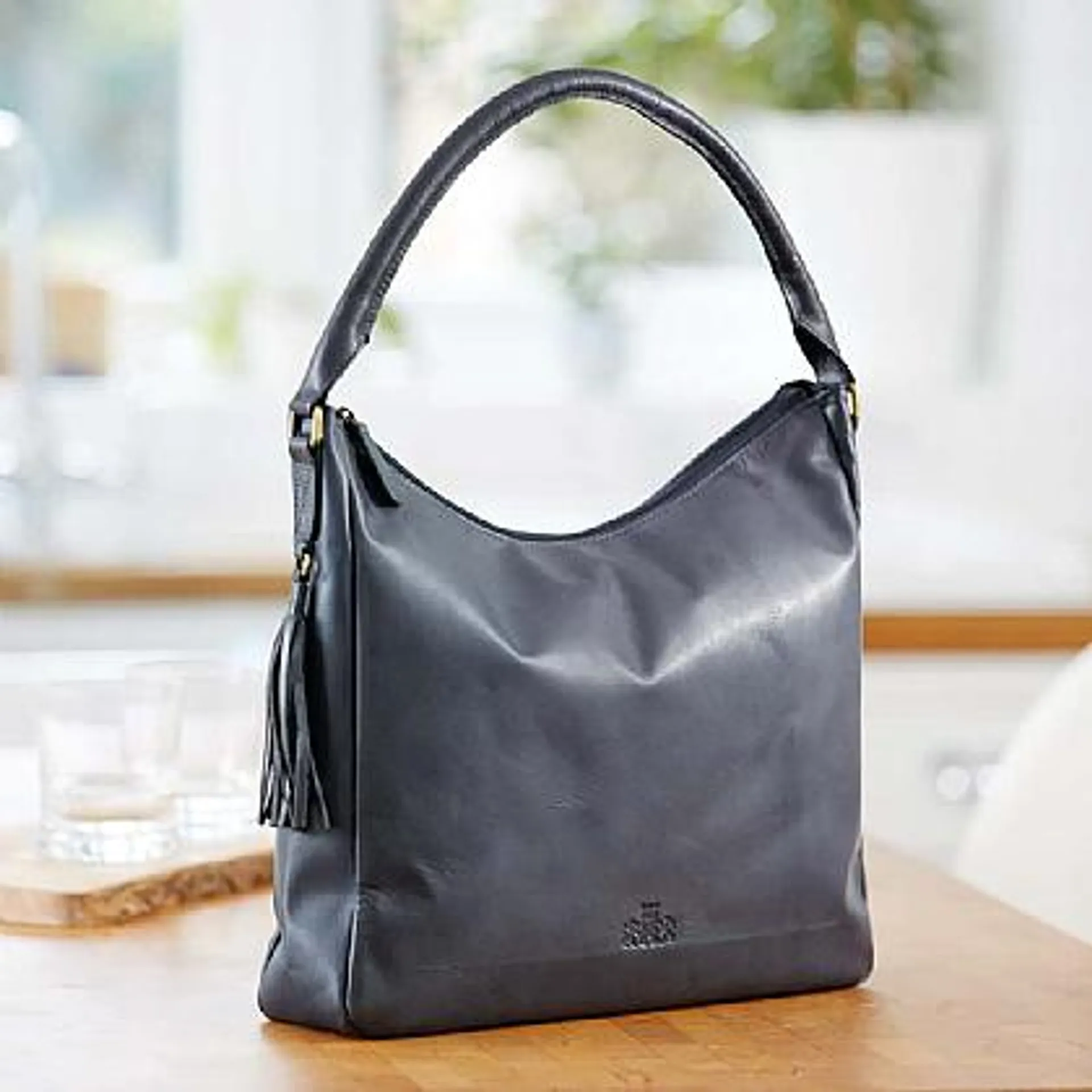 Never Dull in Navy Leather Bag