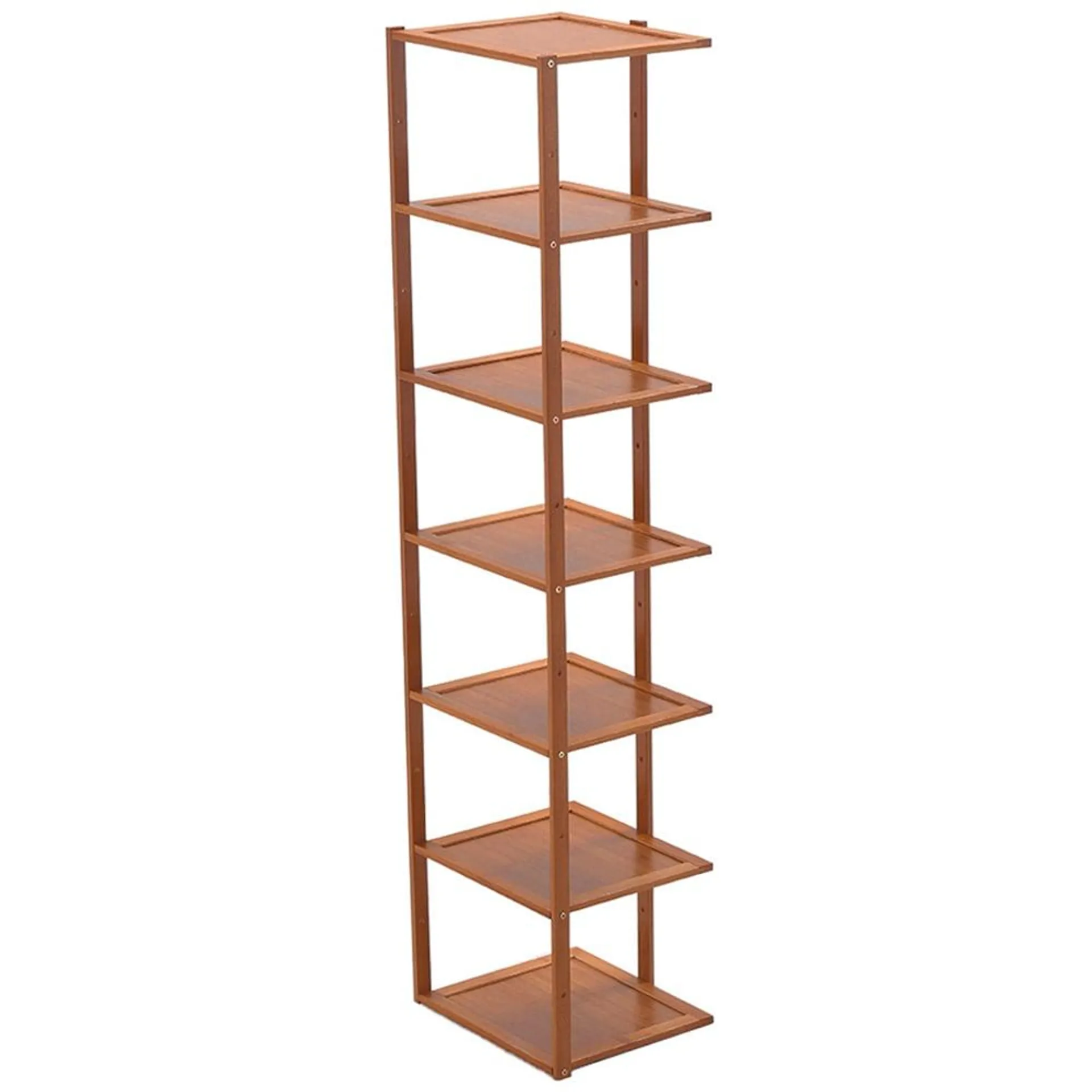 Living And Home 7 Tiers Bamboo Shoe Rack Entryway Hallway Shoe Shelf, Burlywood