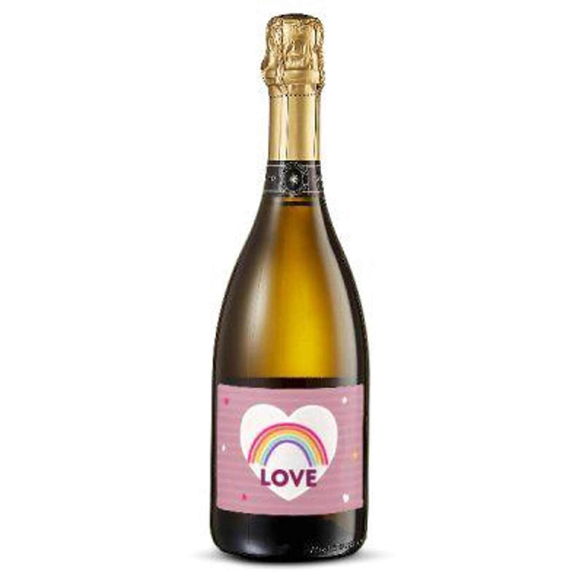 Personalised Prosecco Rainbow Heart 75cl