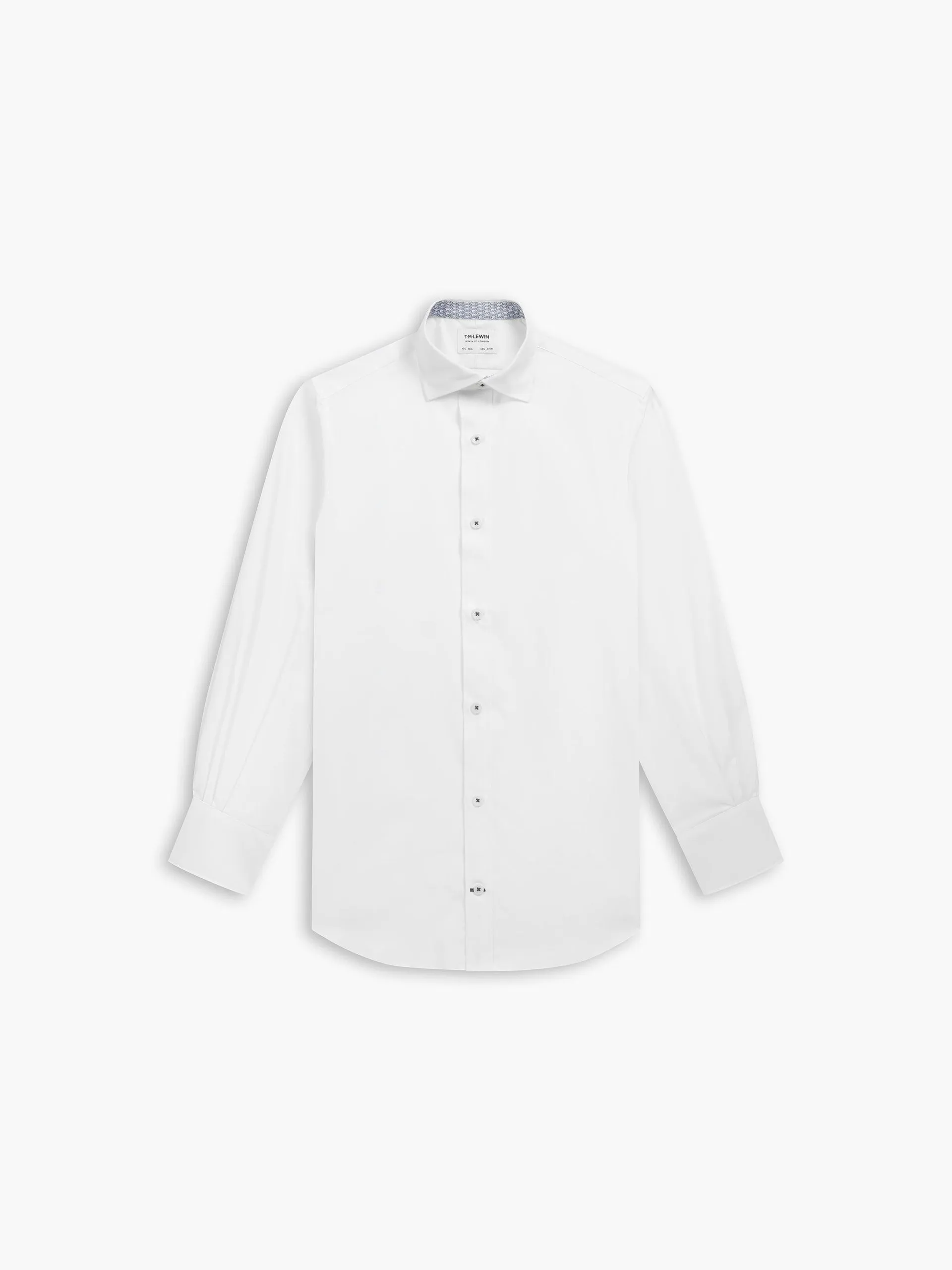 Max Cool White Elephant Trim Twill Slim Fit Single Cuff Concealed Button Down Collar Shirt