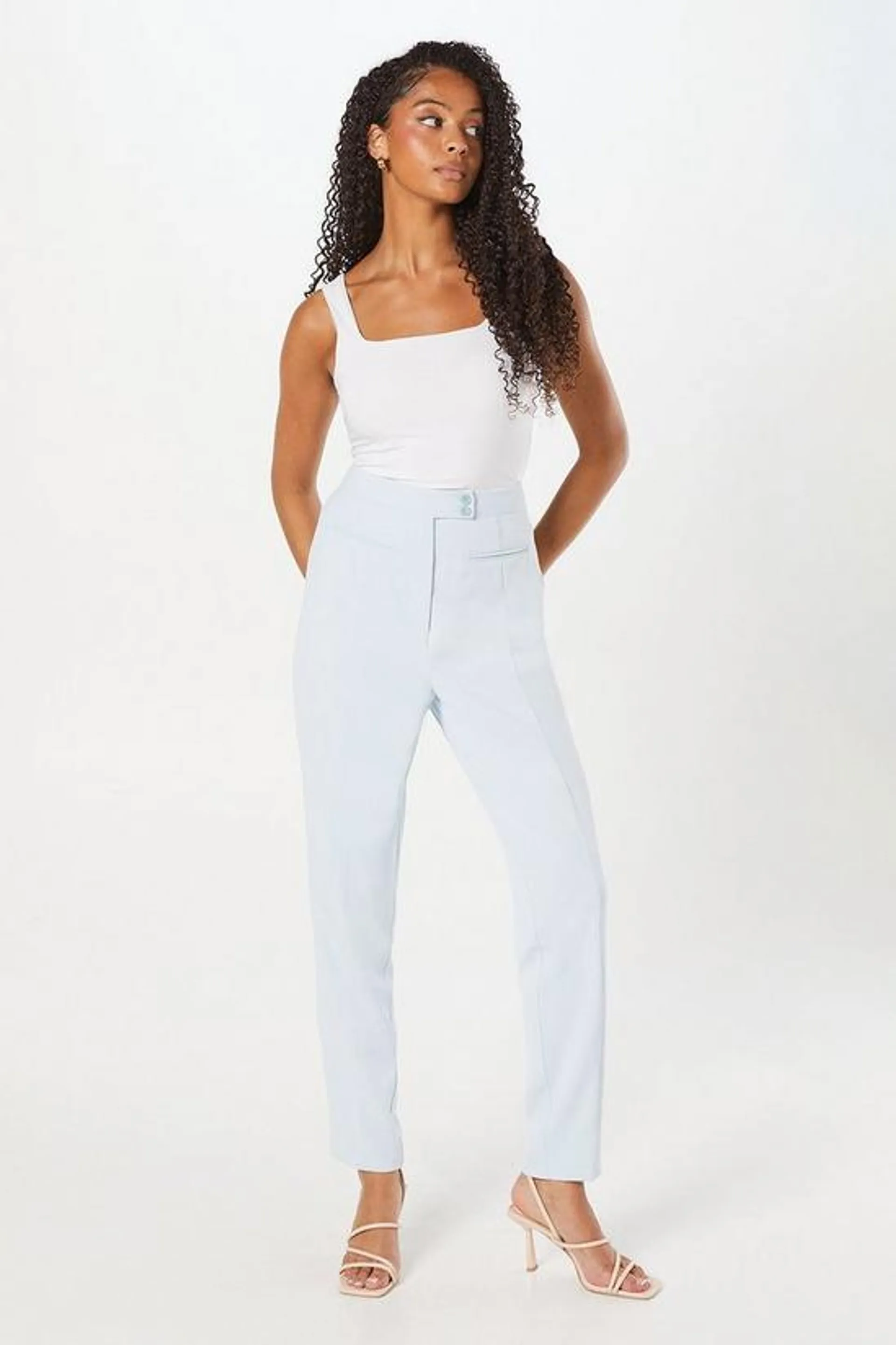 Tall Double Button Tapered Trousers