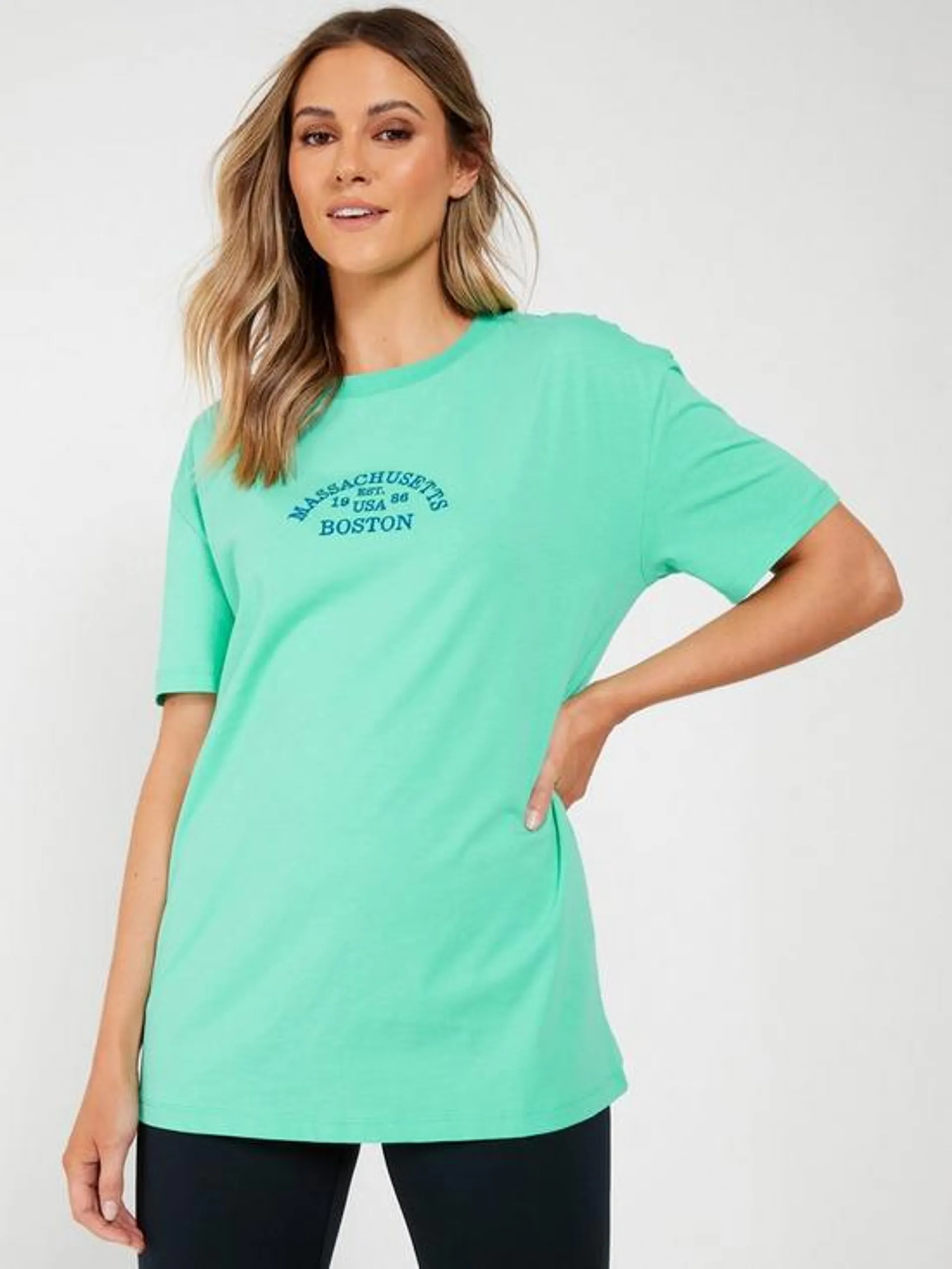 Oversized Embroidered T-Shirt - Green