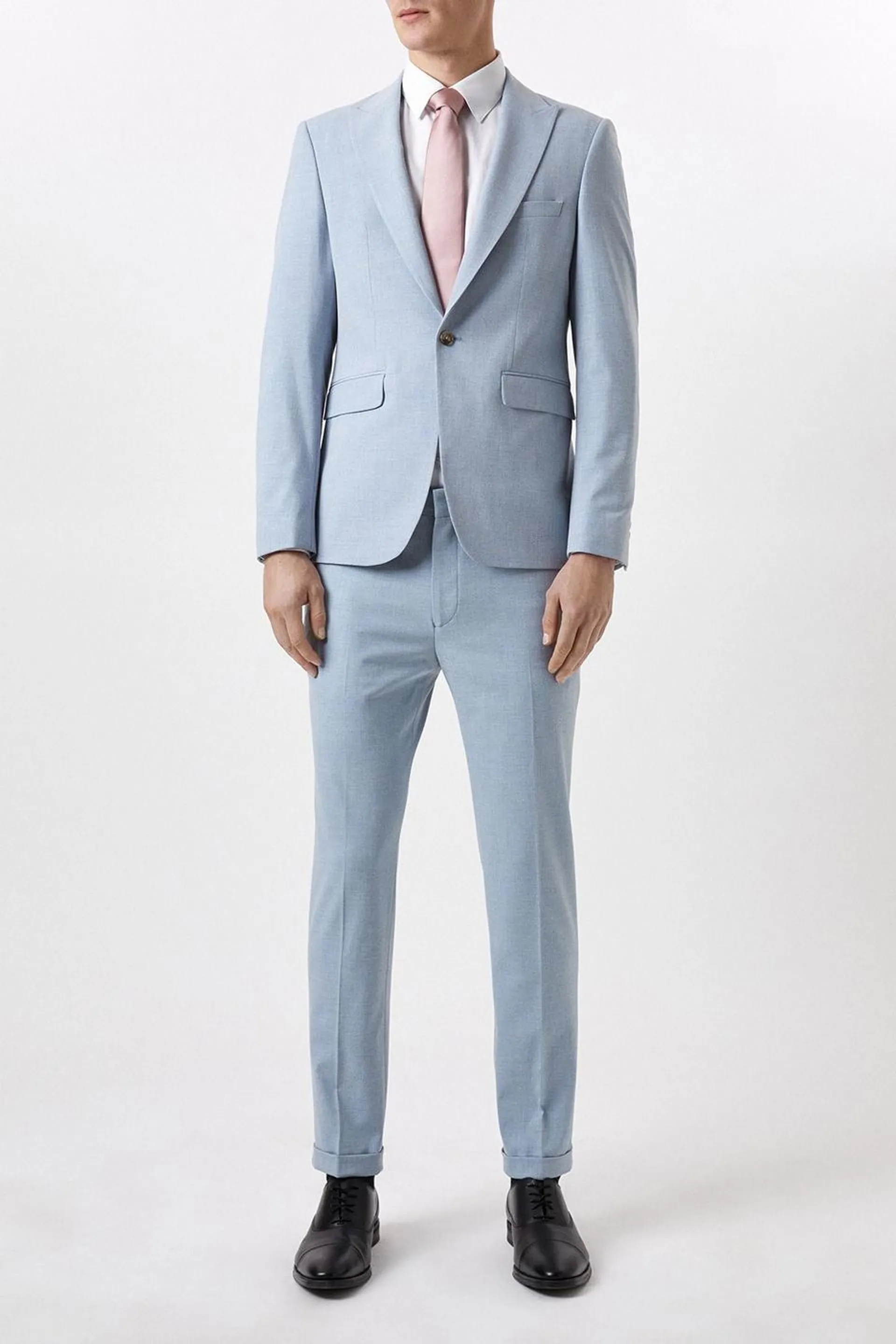 Skinny Fit Pale Blue End On End Suit Jacket