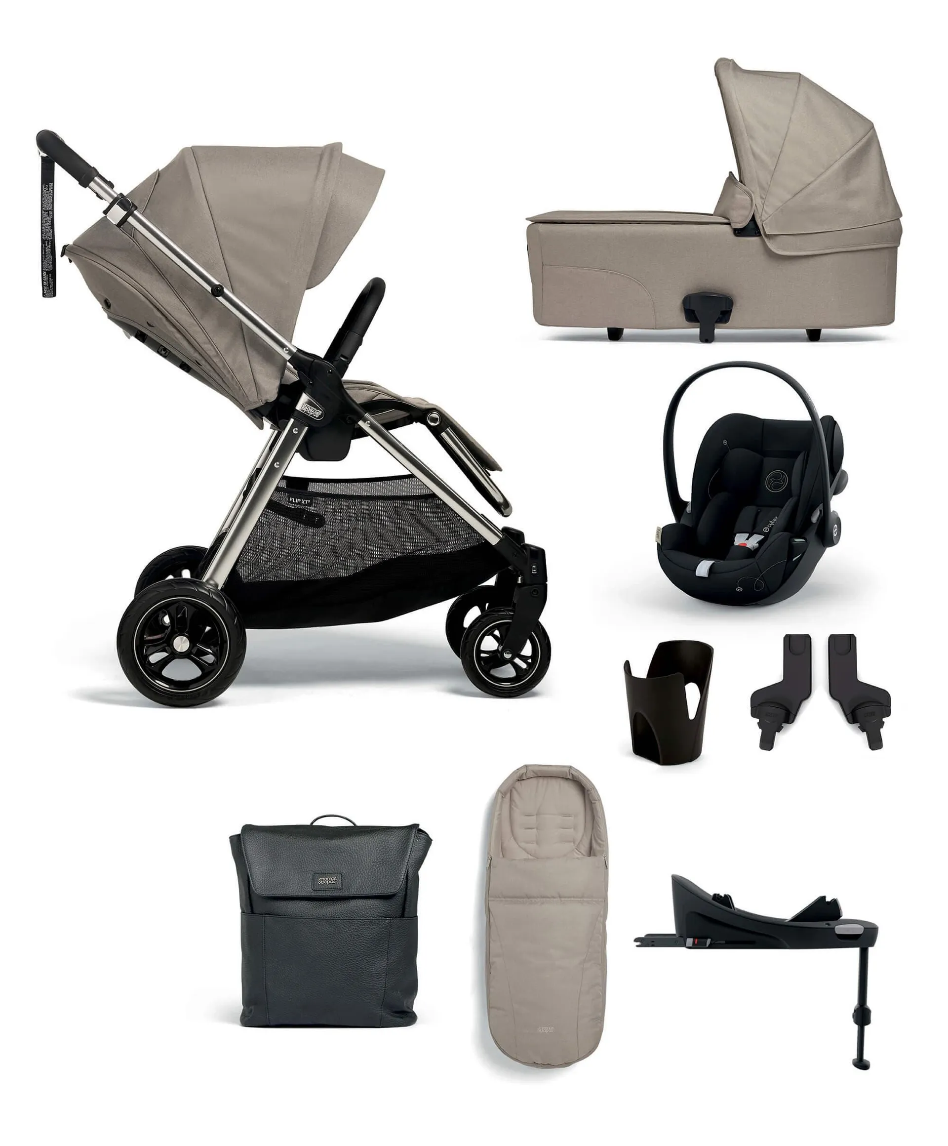 Flip XT³ Pushchair Complete Bundle with Cybex Cloud G Car Seat & Base (8 Pieces) - Fawn