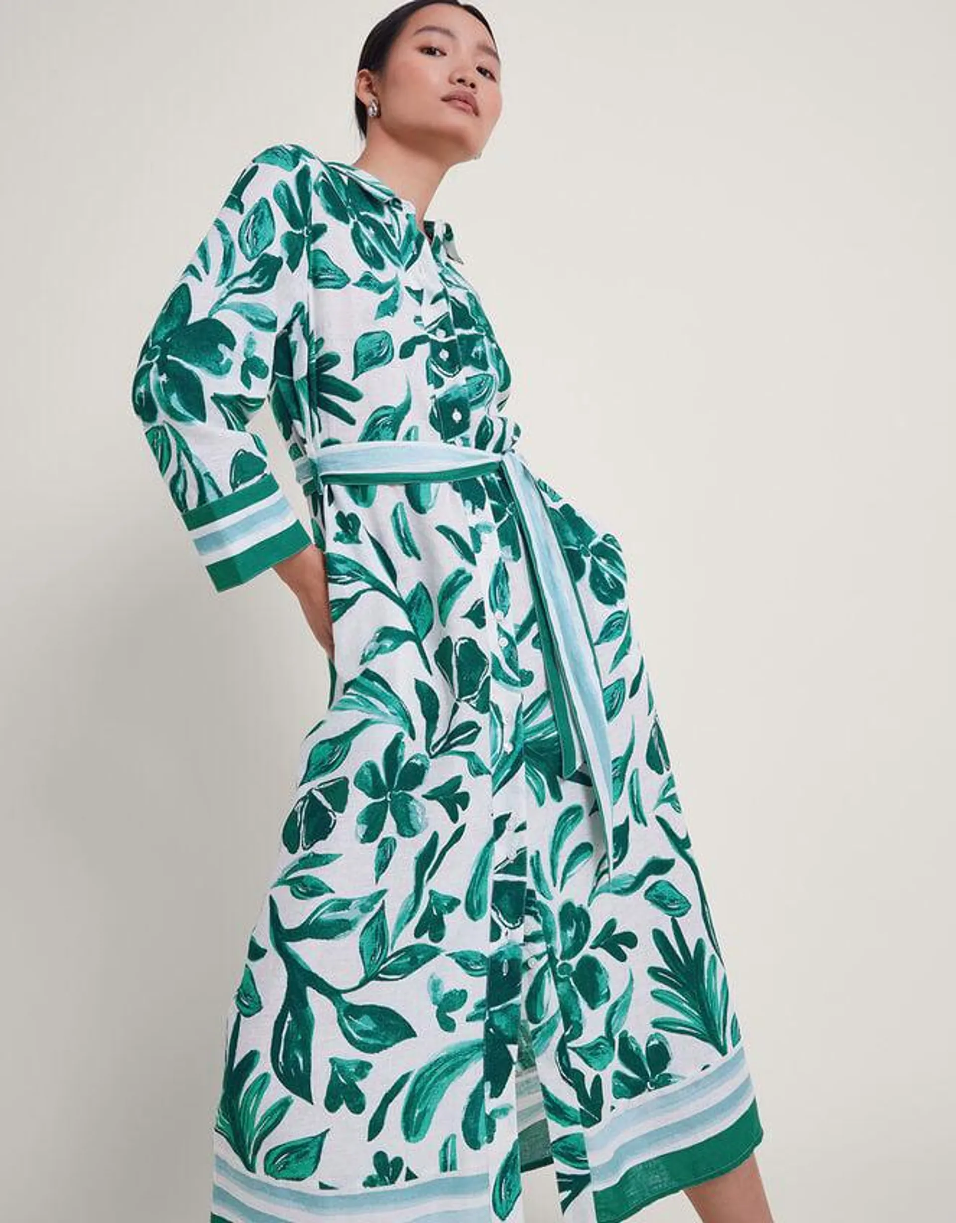 Naomi Print Shirt Dress Green