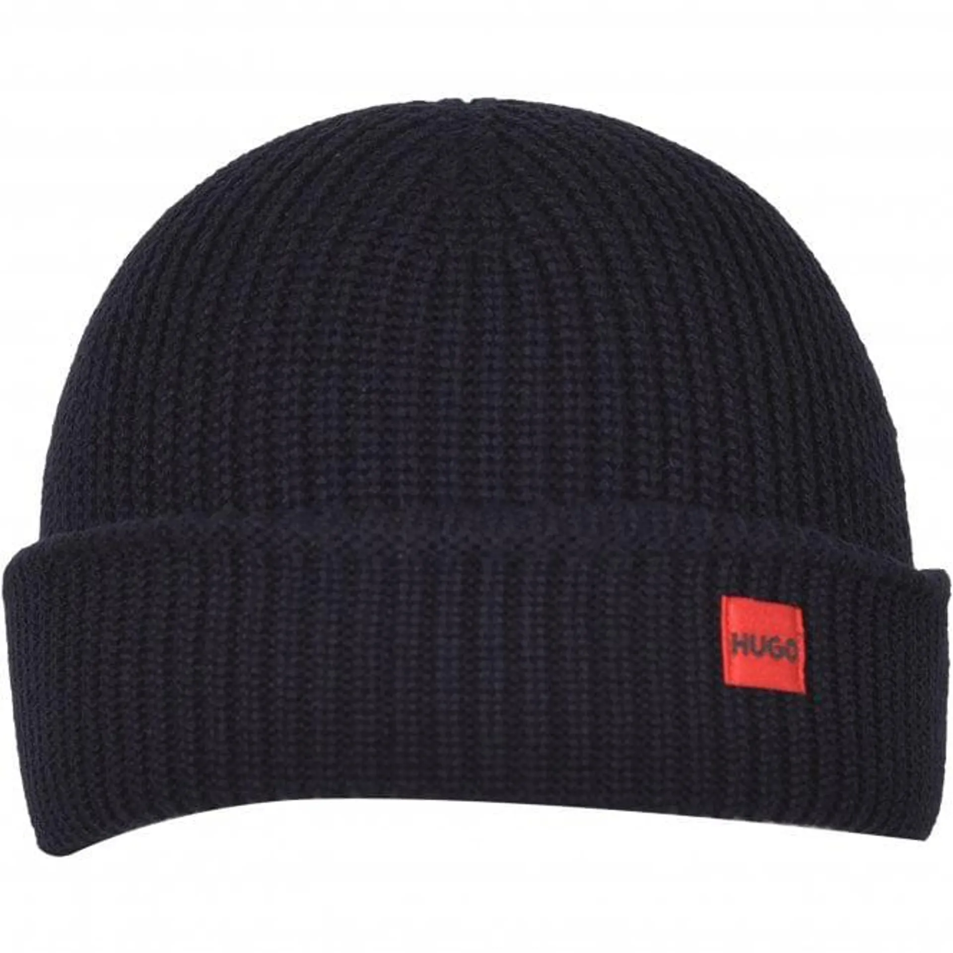 Ribbed Cotton Wool Beanie Hat, Navy