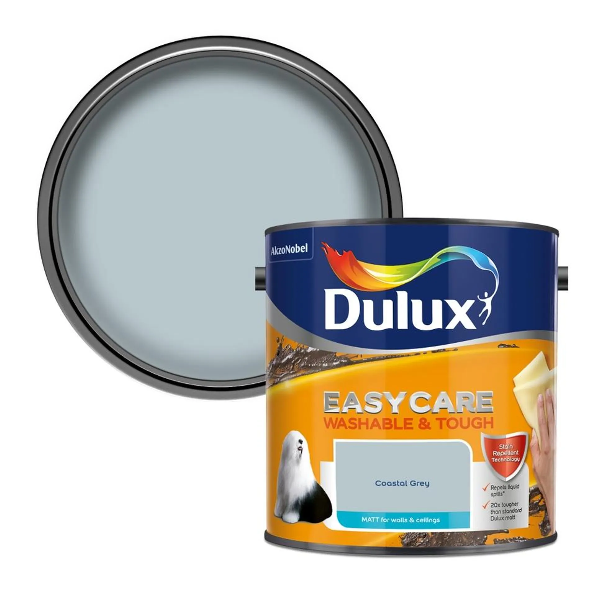 Dulux Easycare Washable & Tough Matt Emulsion Paint Coastal Grey - 2.5L