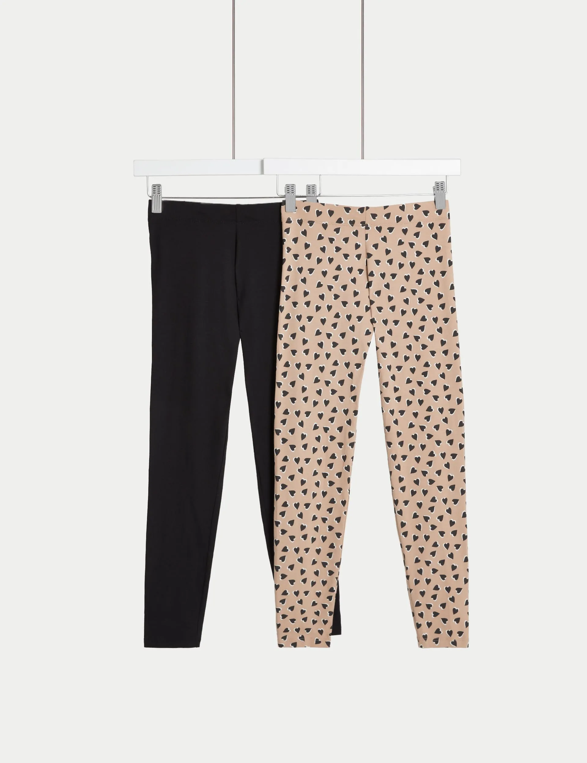 2pk Cotton Rich Heart Print Leggings (6-16 Yrs)