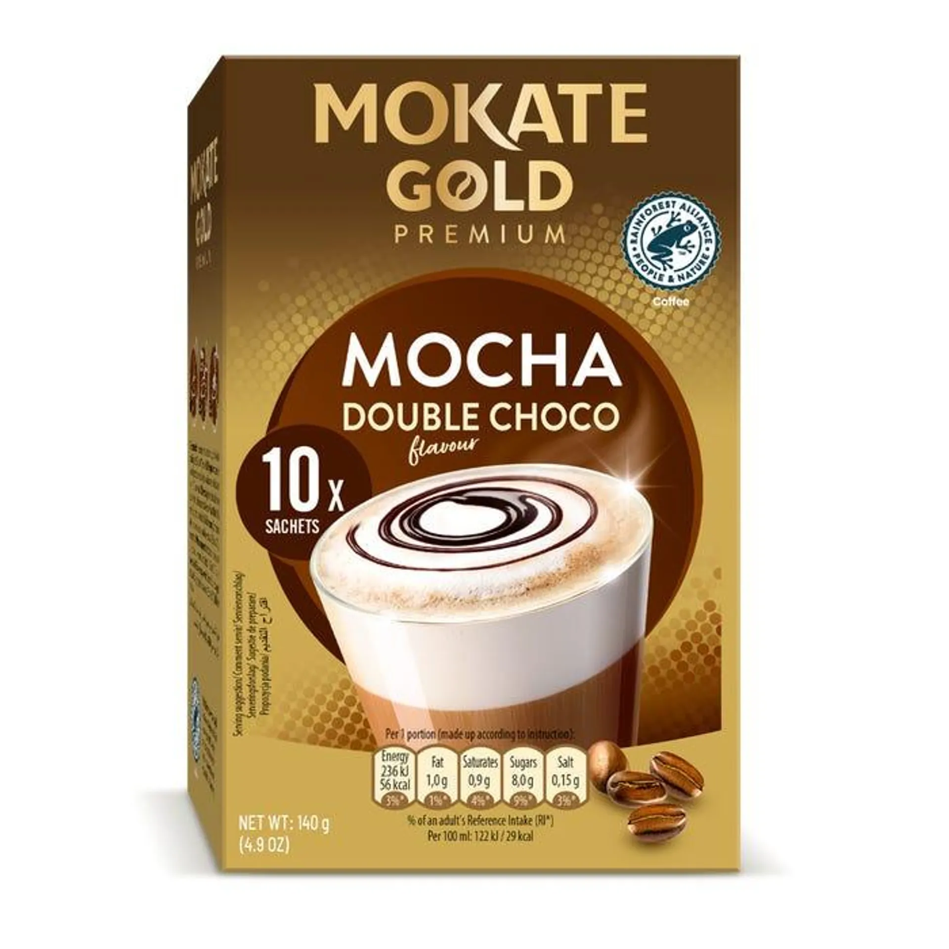 Mokate Gold Premium Mocha Double Choc Coffee Sachets, 14g (Pack of 10)