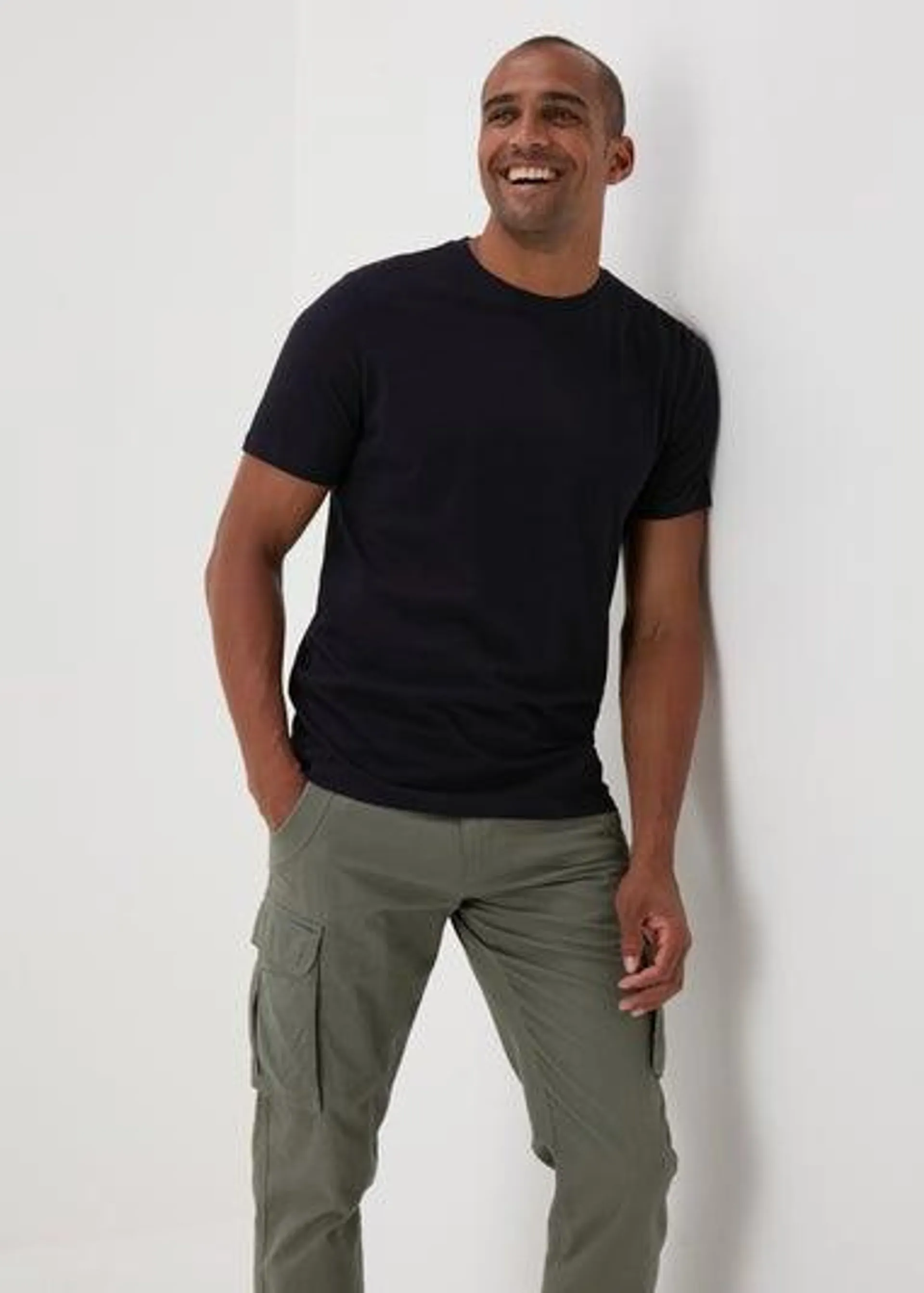 3 Pack Khaki Black & White Plain T-Shirt