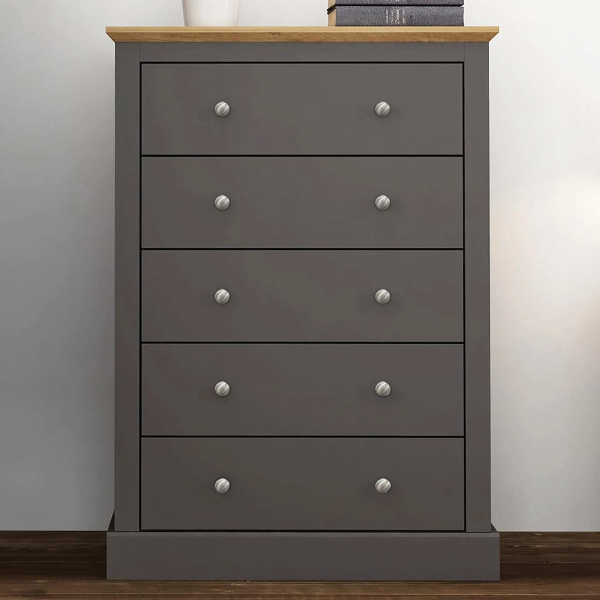 Devon 5 Drawer Charcoal Chest of Drawers