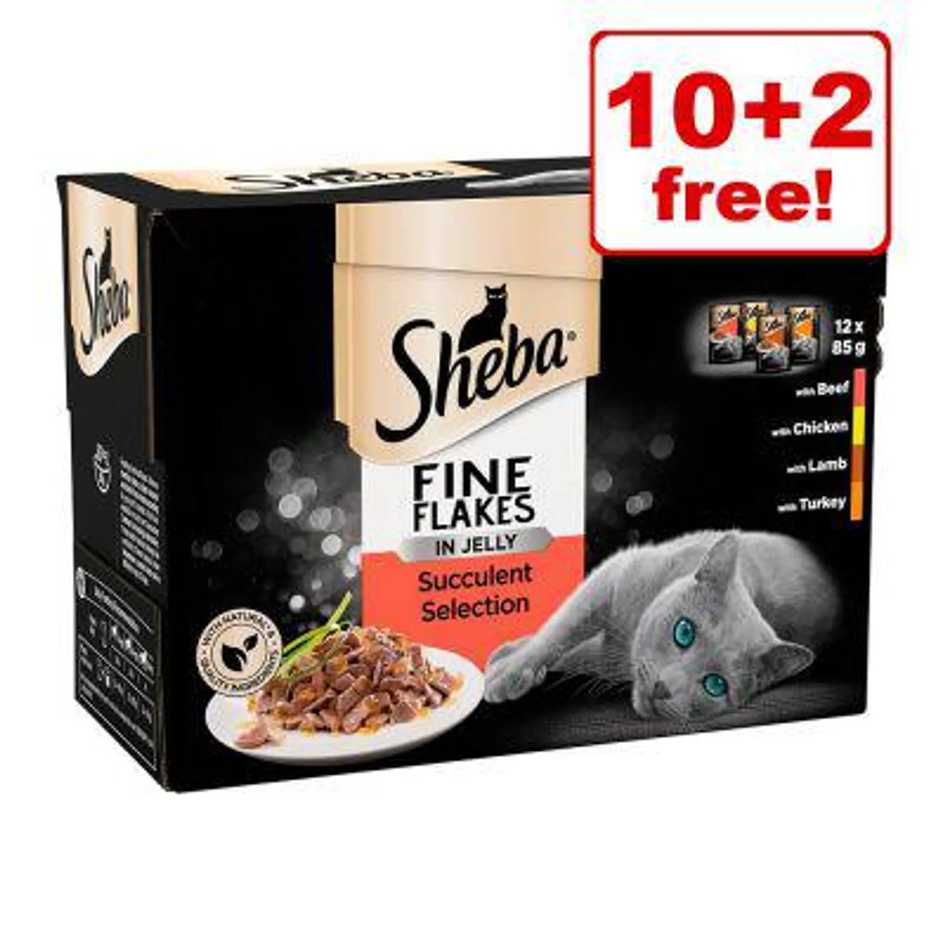 12 x 85g Sheba Pouches Wet Cat Food - 10 + 2 Free!*