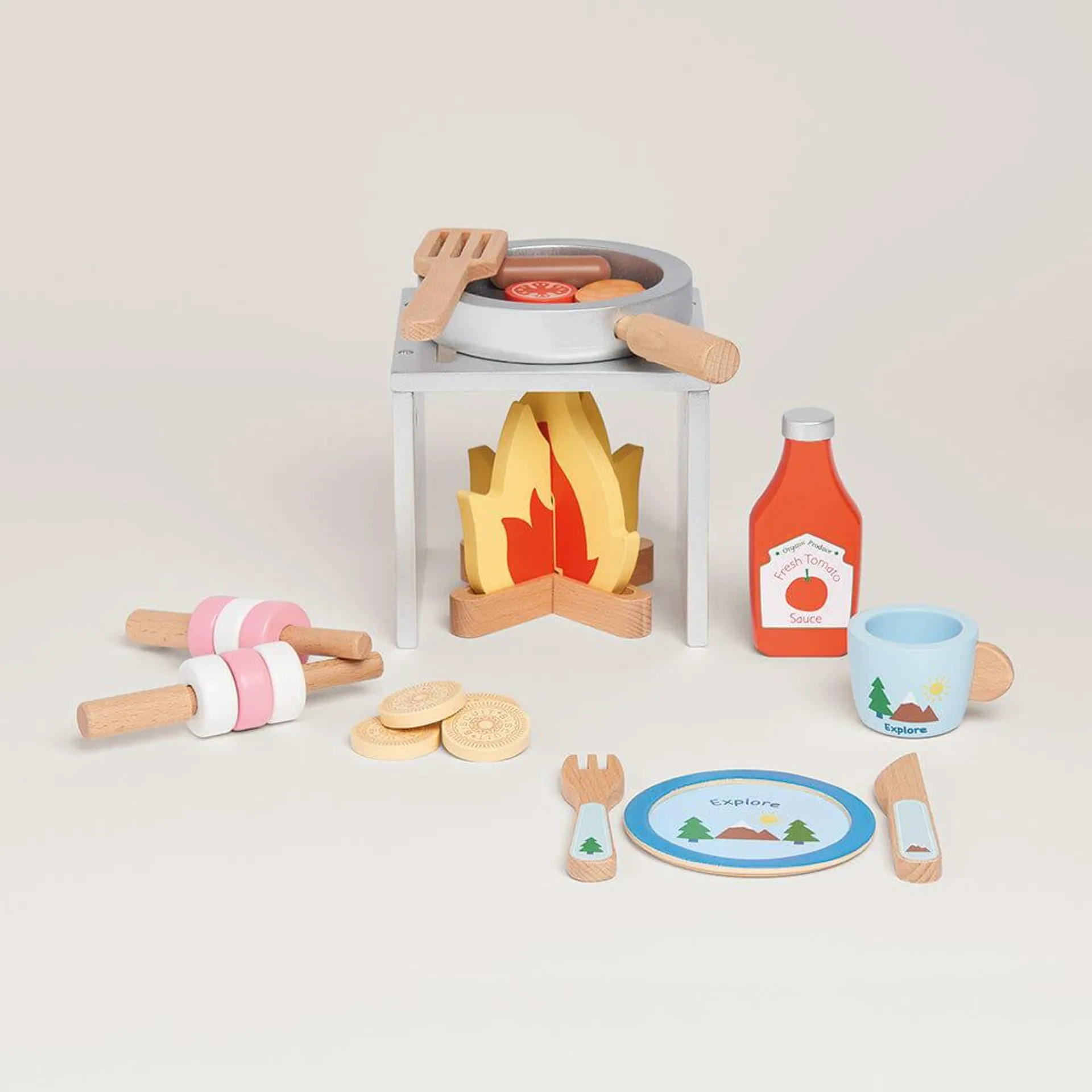Wooden Campfire Cooking Set