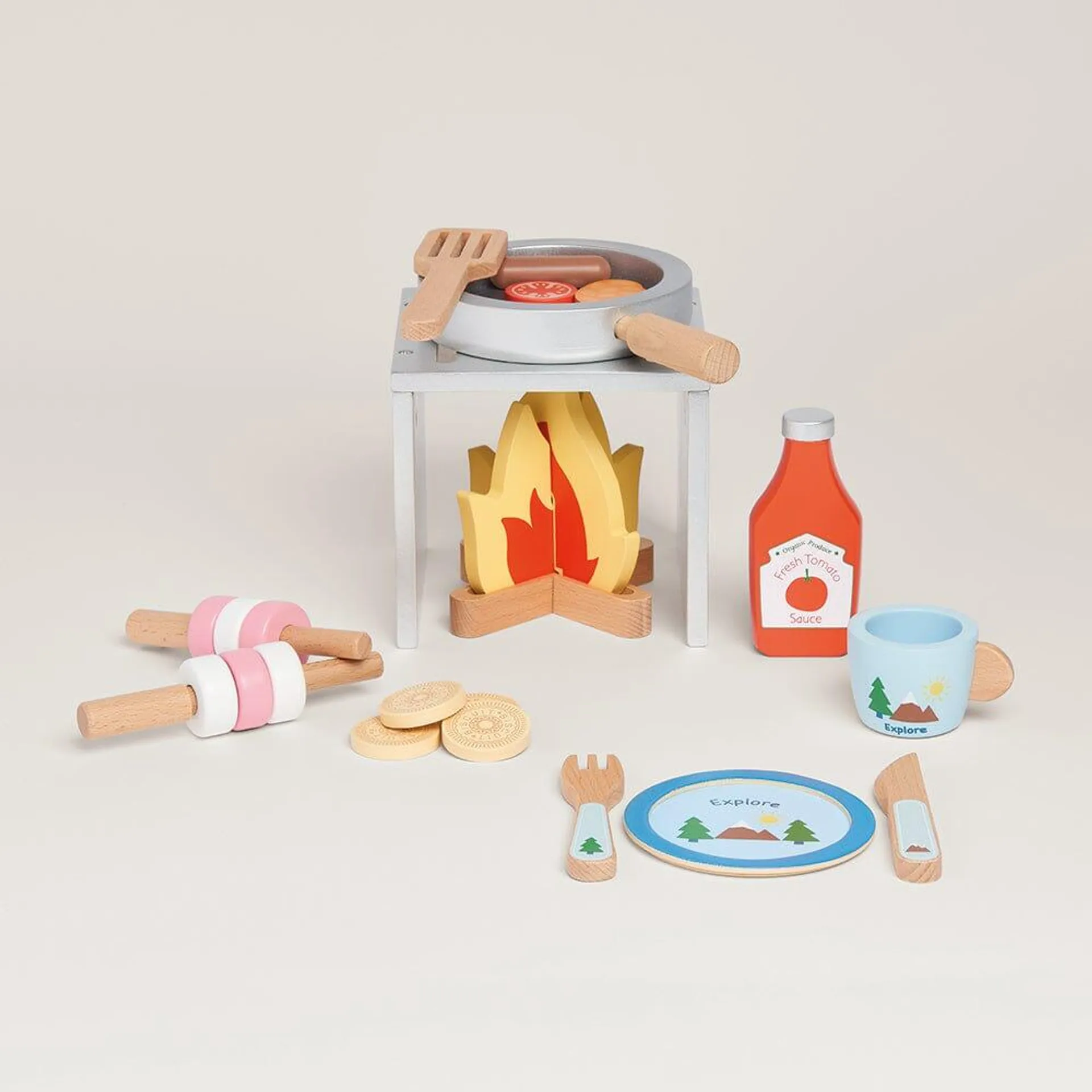 Wooden Campfire Cooking Set