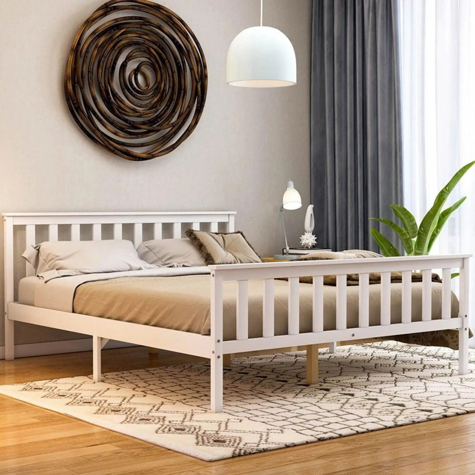 Vida Designs Milan King Size White High Foot Wooden Bed Frame