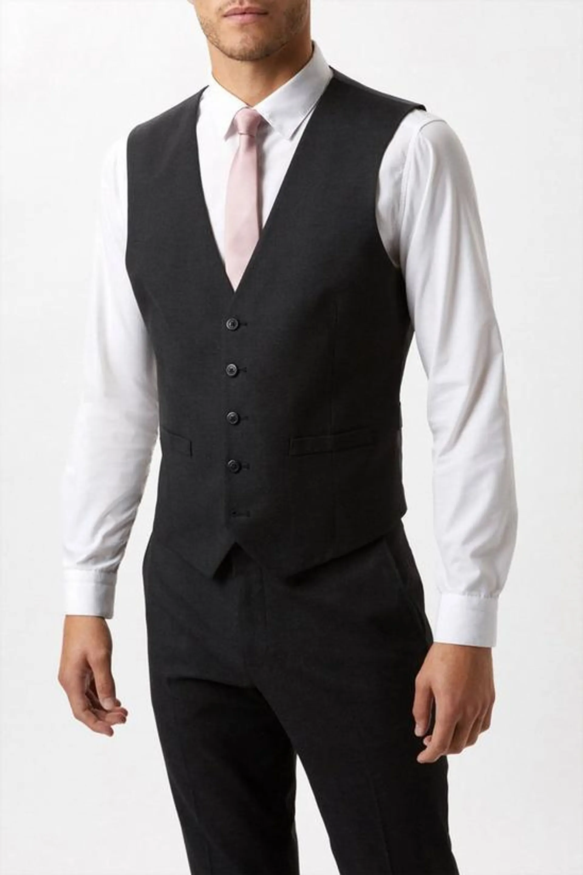 Slim Fit Charcoal Essential Waistcoat