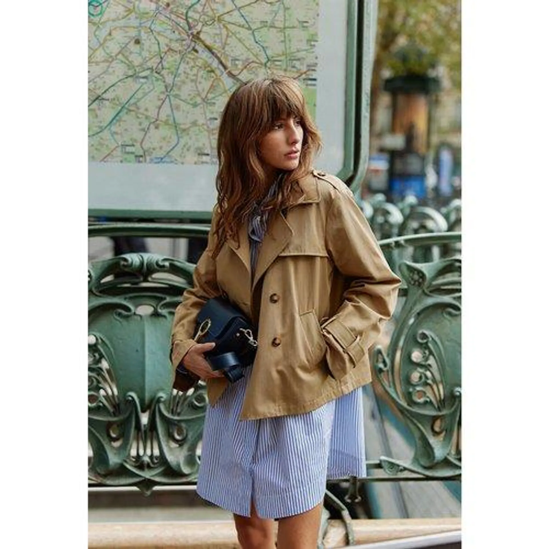 Vierra Short Oversized Trench Coat in Cotton Mix