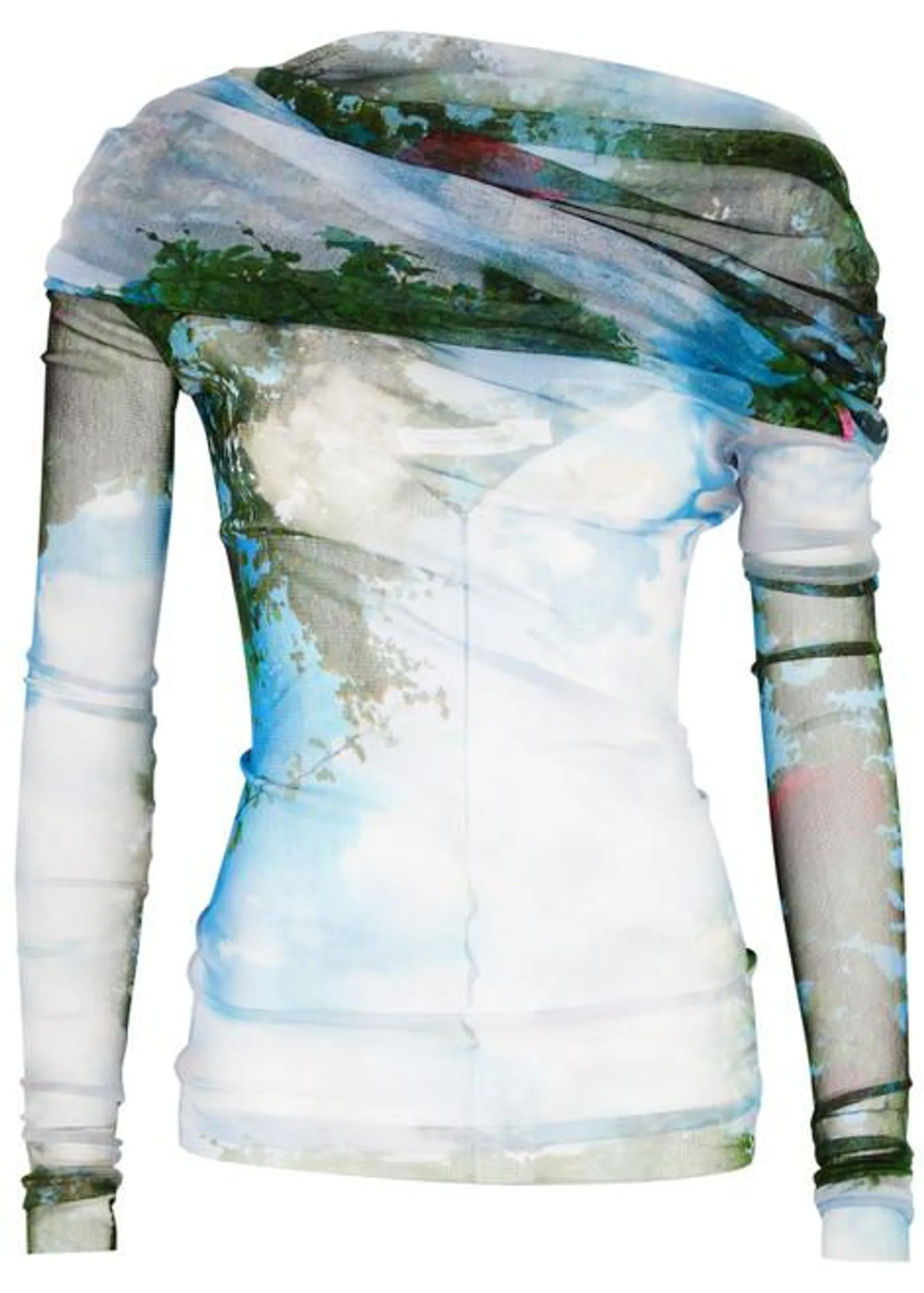 Lucid Veiled printed silk top