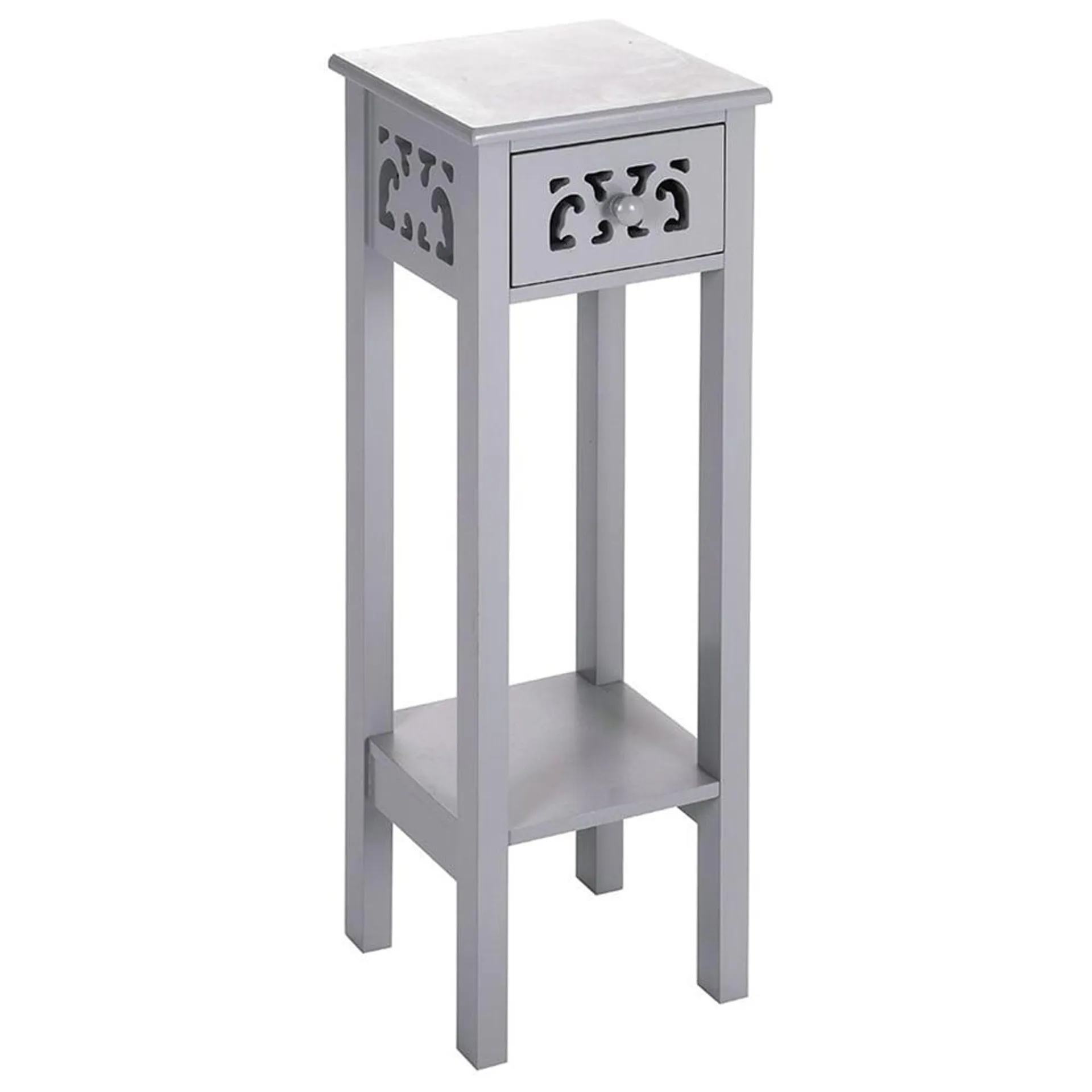 Living and Home Grey Wooden Plant Stand with Drawer