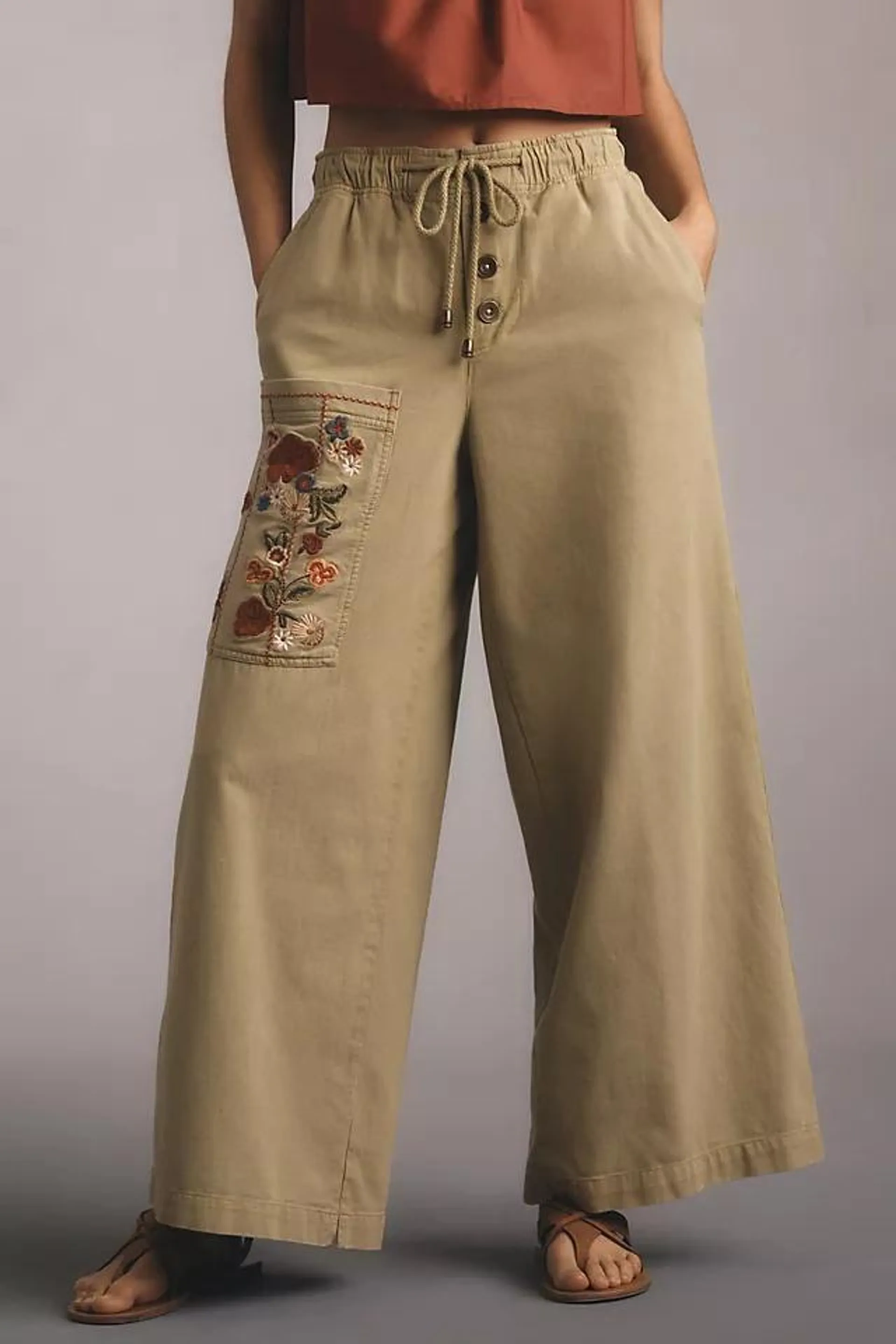 Pilcro Embroidered Pull-On Trousers