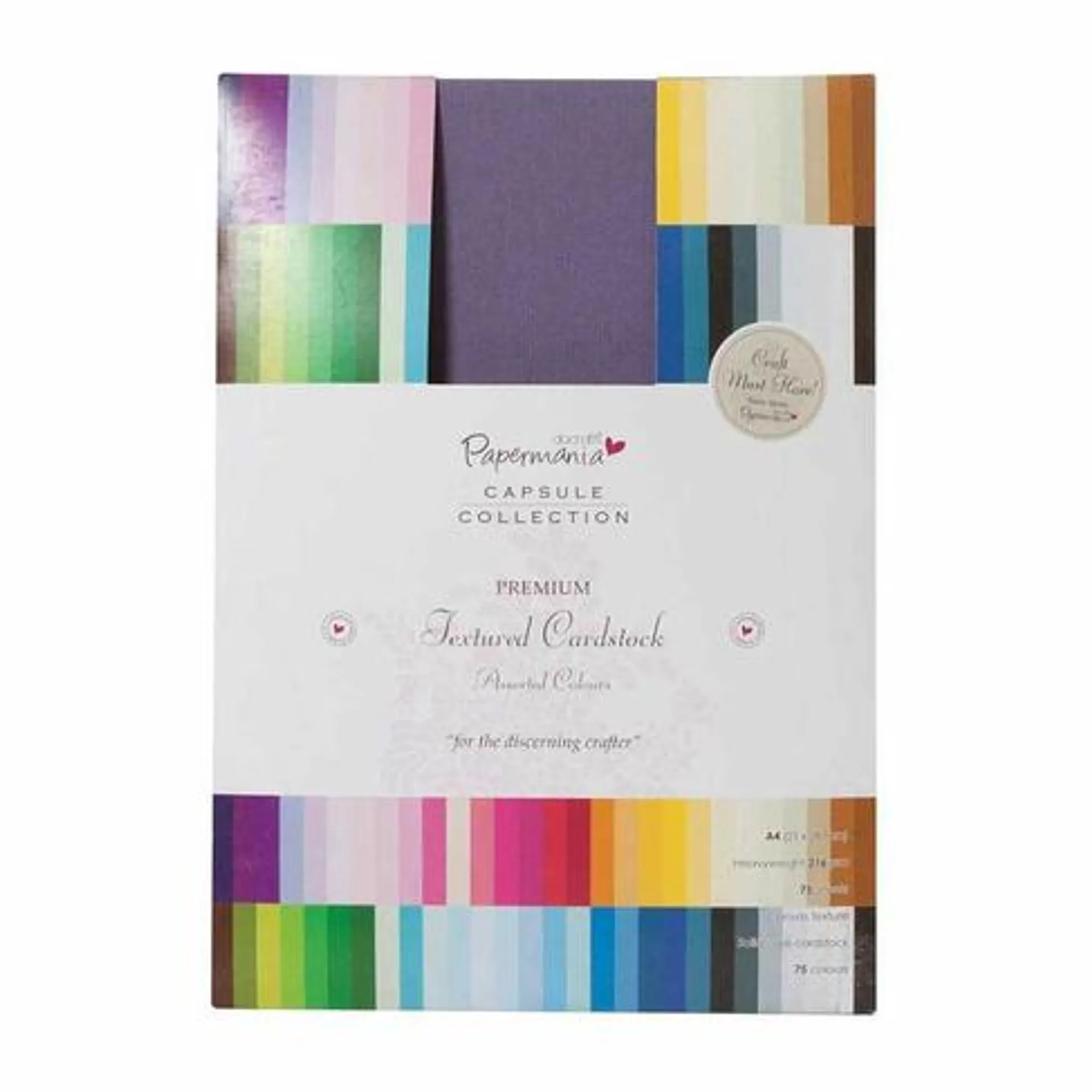 docrafts Papermania A4 Premium Textured Cardstock Assorted Colours (75 Sheets)