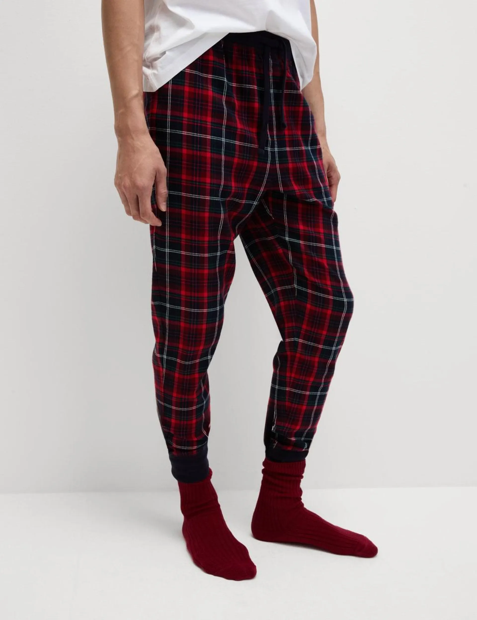 Brushed Cotton Rich Checked Jogger Bottoms