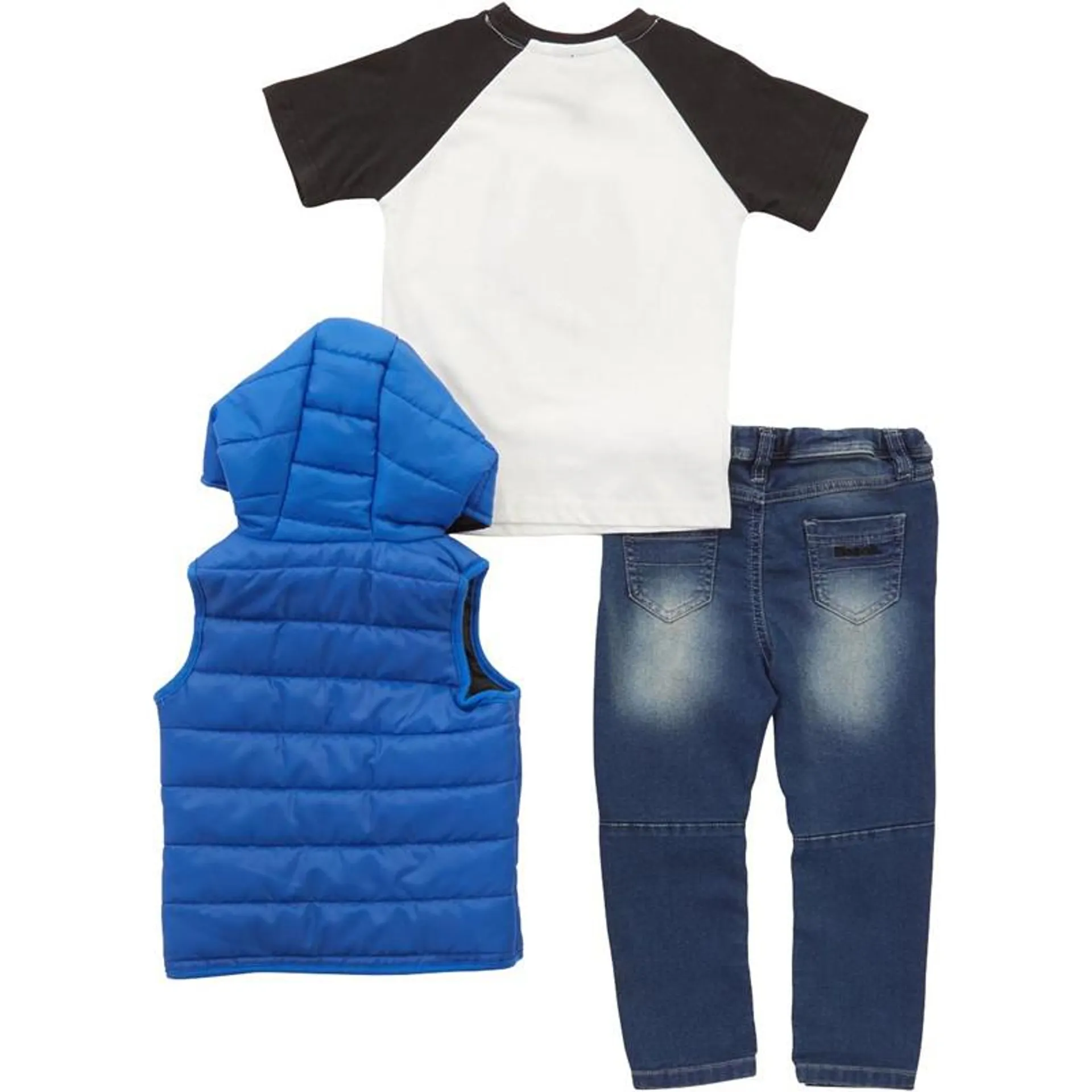 Bench Boys Gilet T-Shirt And Jeans Set Blue