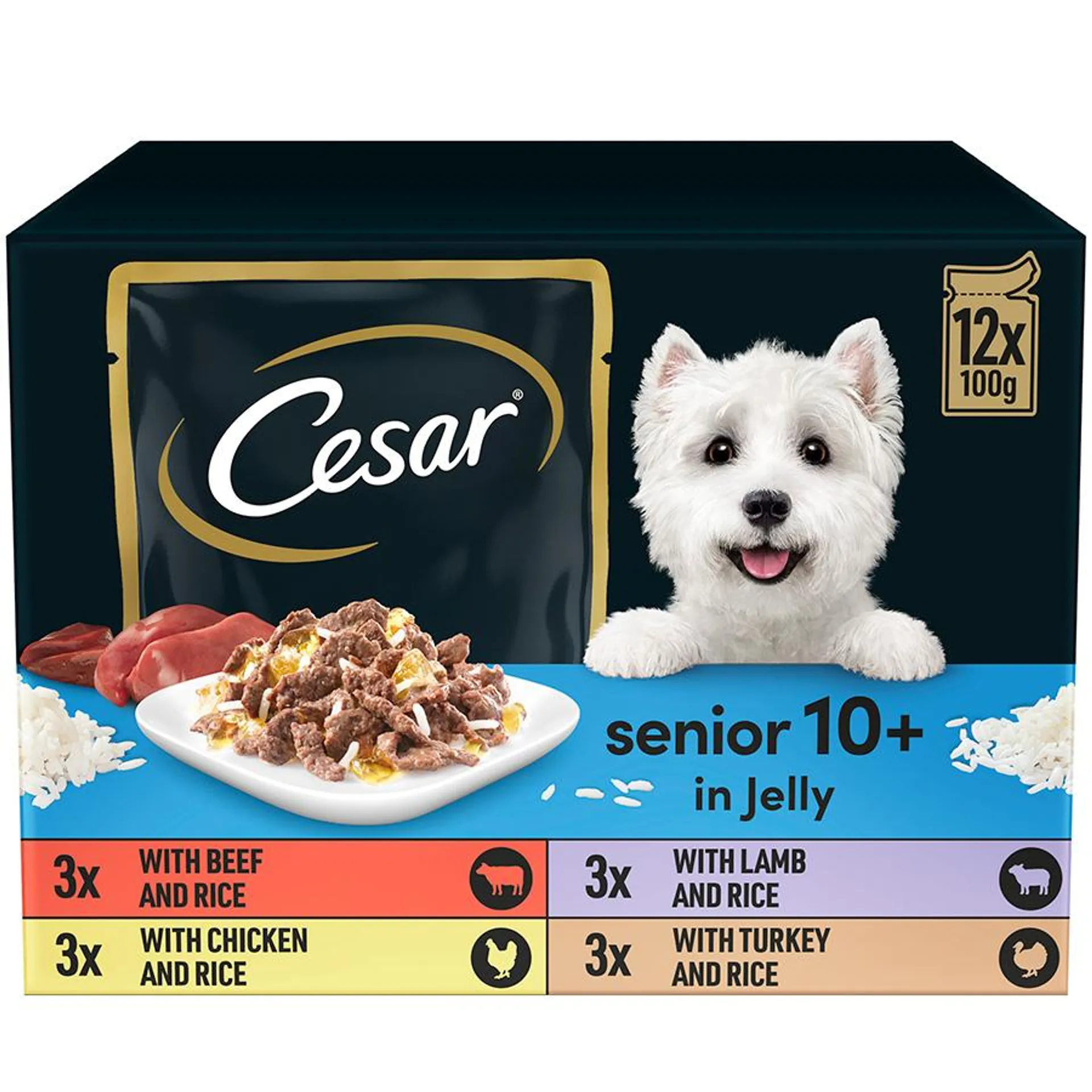 Cesar Senior Wet Dog Food Mixed Selection In Jelly 12x100g