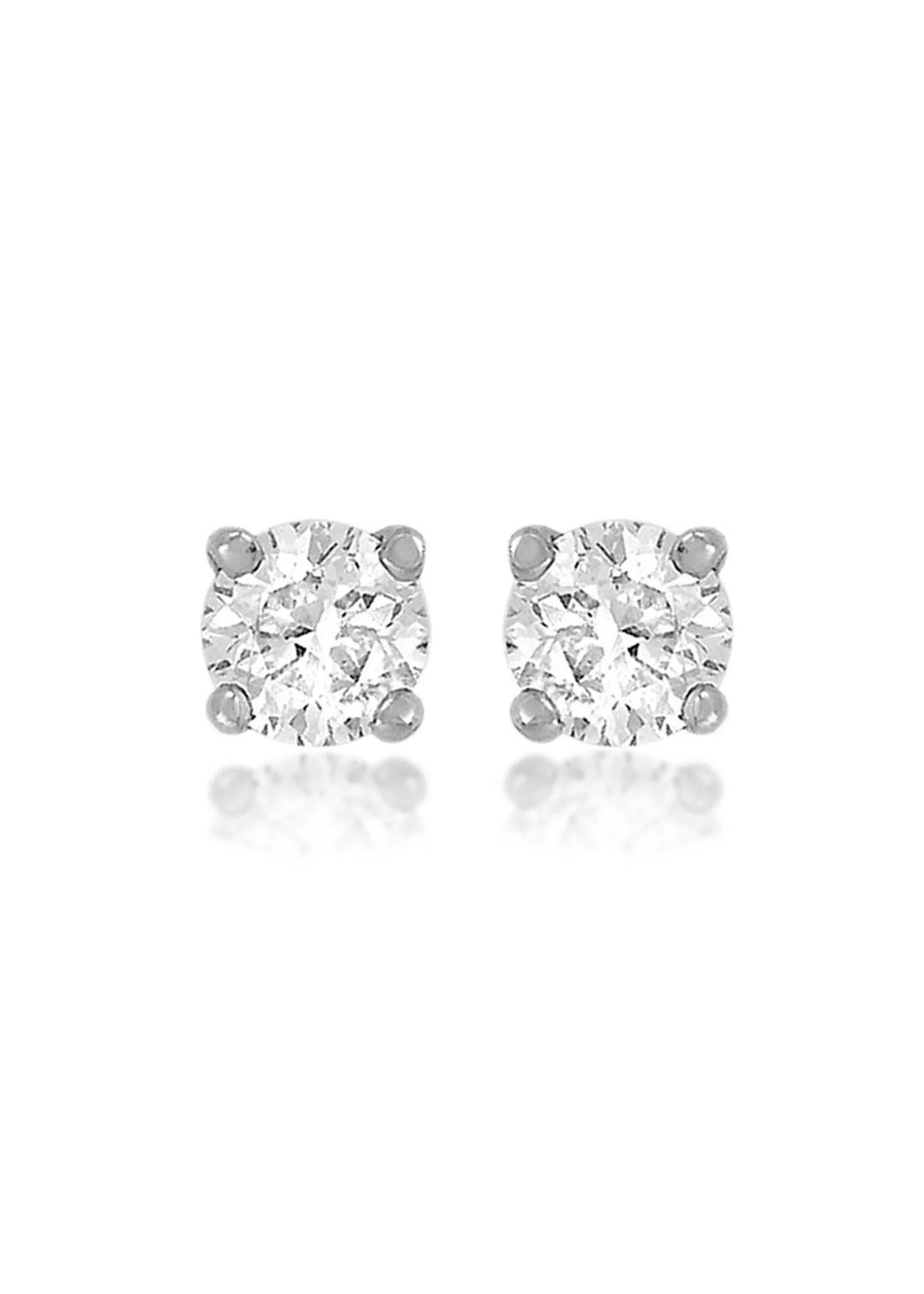 Golden Moments Sterling Silver White CZ Stud Earrings