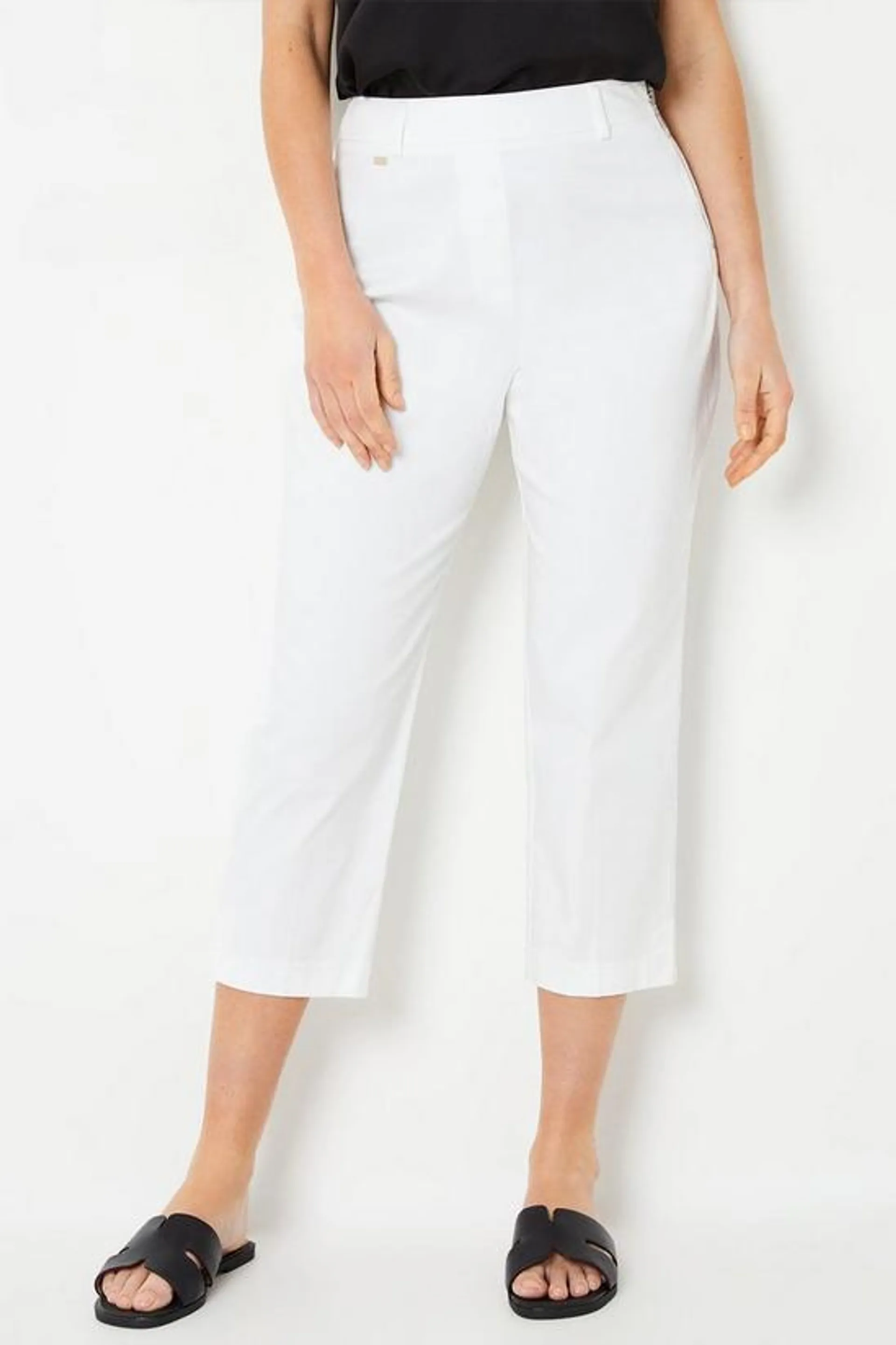 Petite Side Zip Stretch Crop Trousers