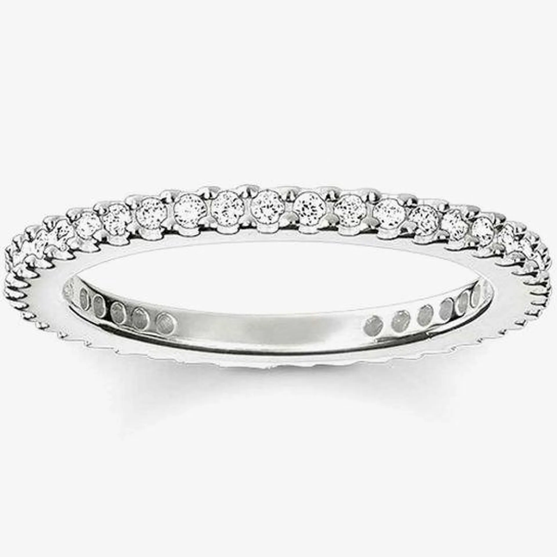 Silver Small Clear Cubic Zirconia Narrow Eternity Ring