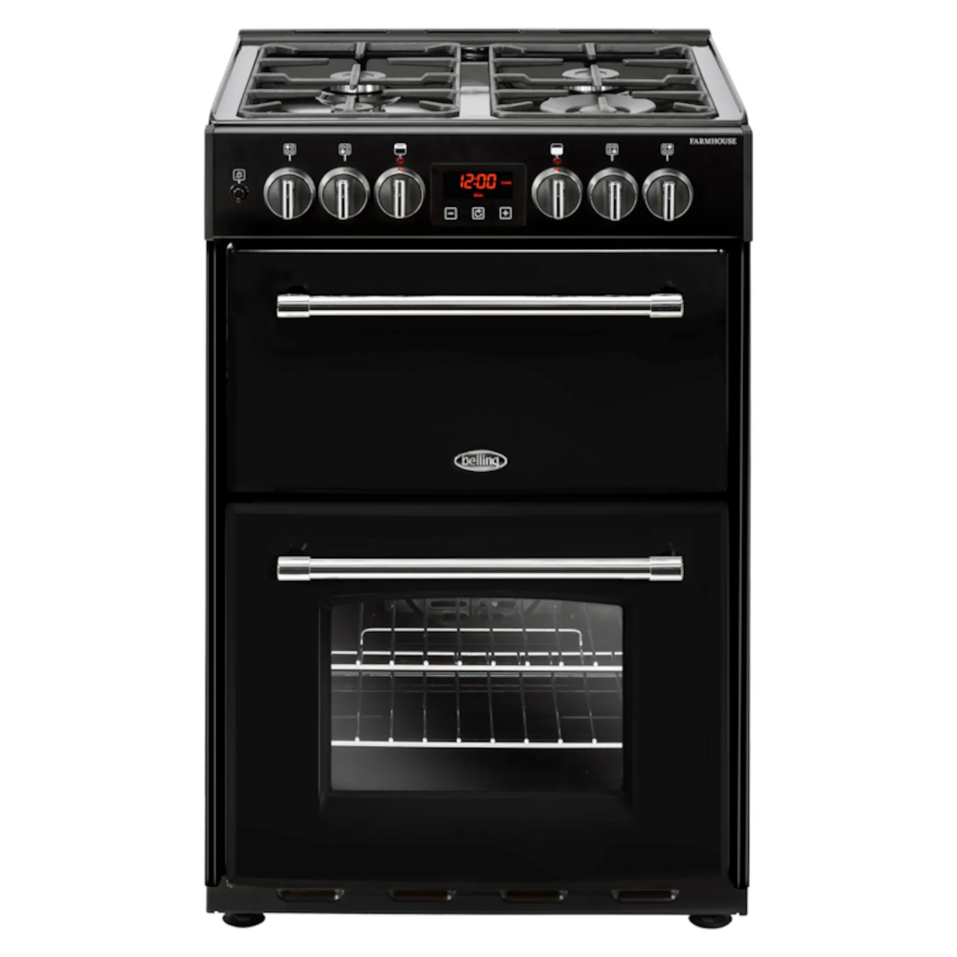 Belling FARMHOUSE60DFBLK Gas Hob with Electric Oven - Black