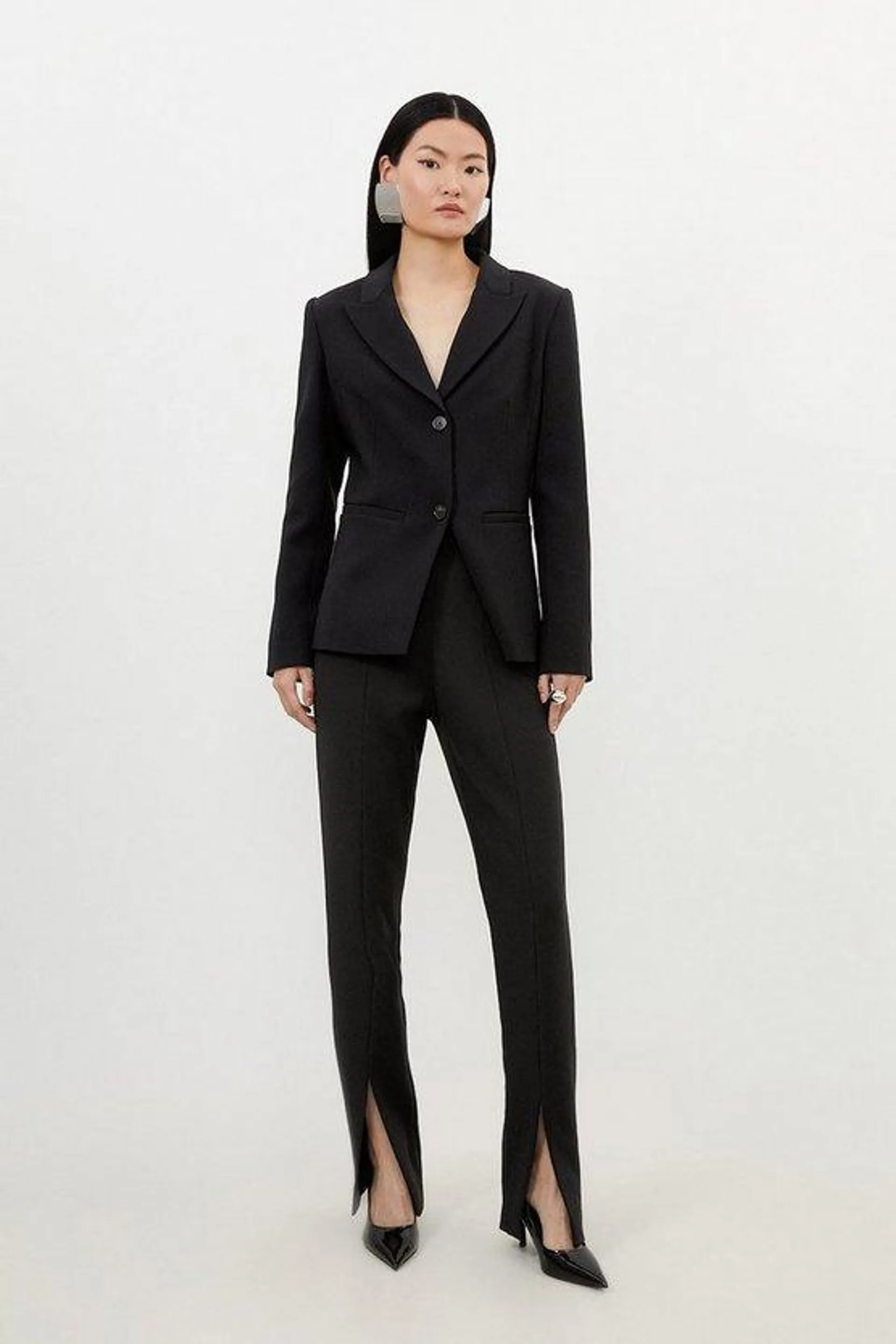 Tailored Open Back Detail Longline Blazer