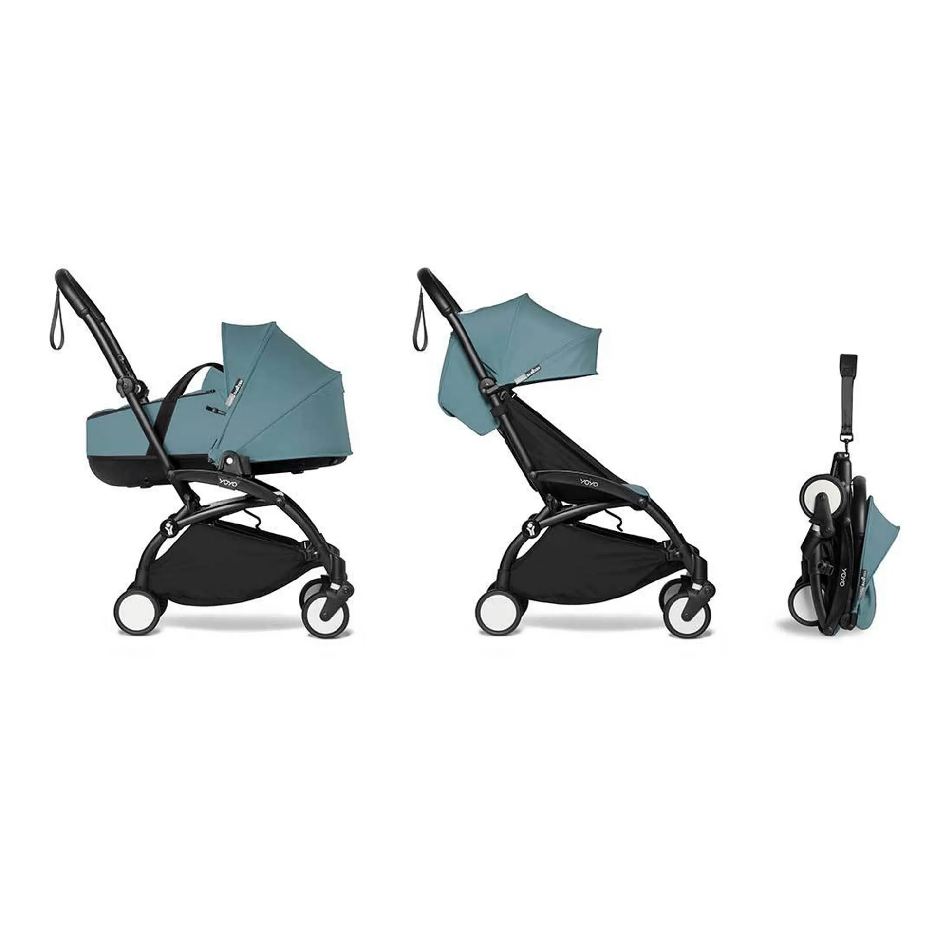 BABYZEN YOYO2 0+ Complete Bassinet Pram Black/Aqua