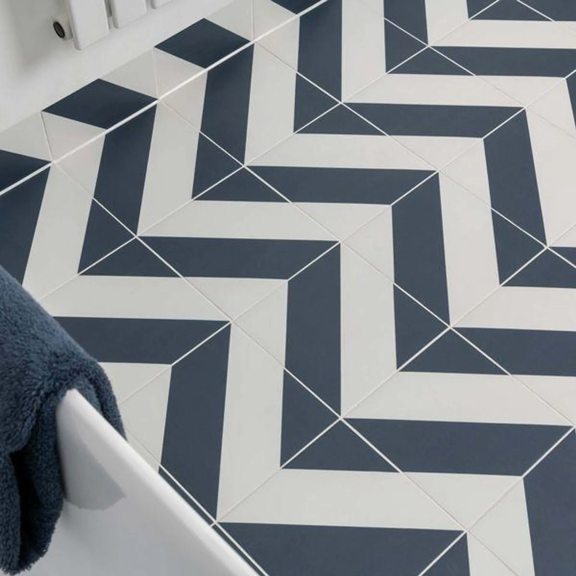 Zebra Blue and White Matt Striped Wall and Floor Tiles