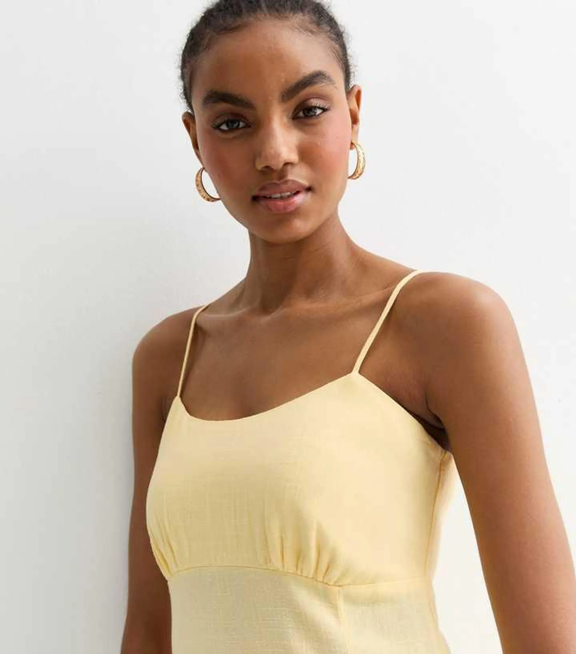 Tall Yellow Split Hem Midi Slip Dress