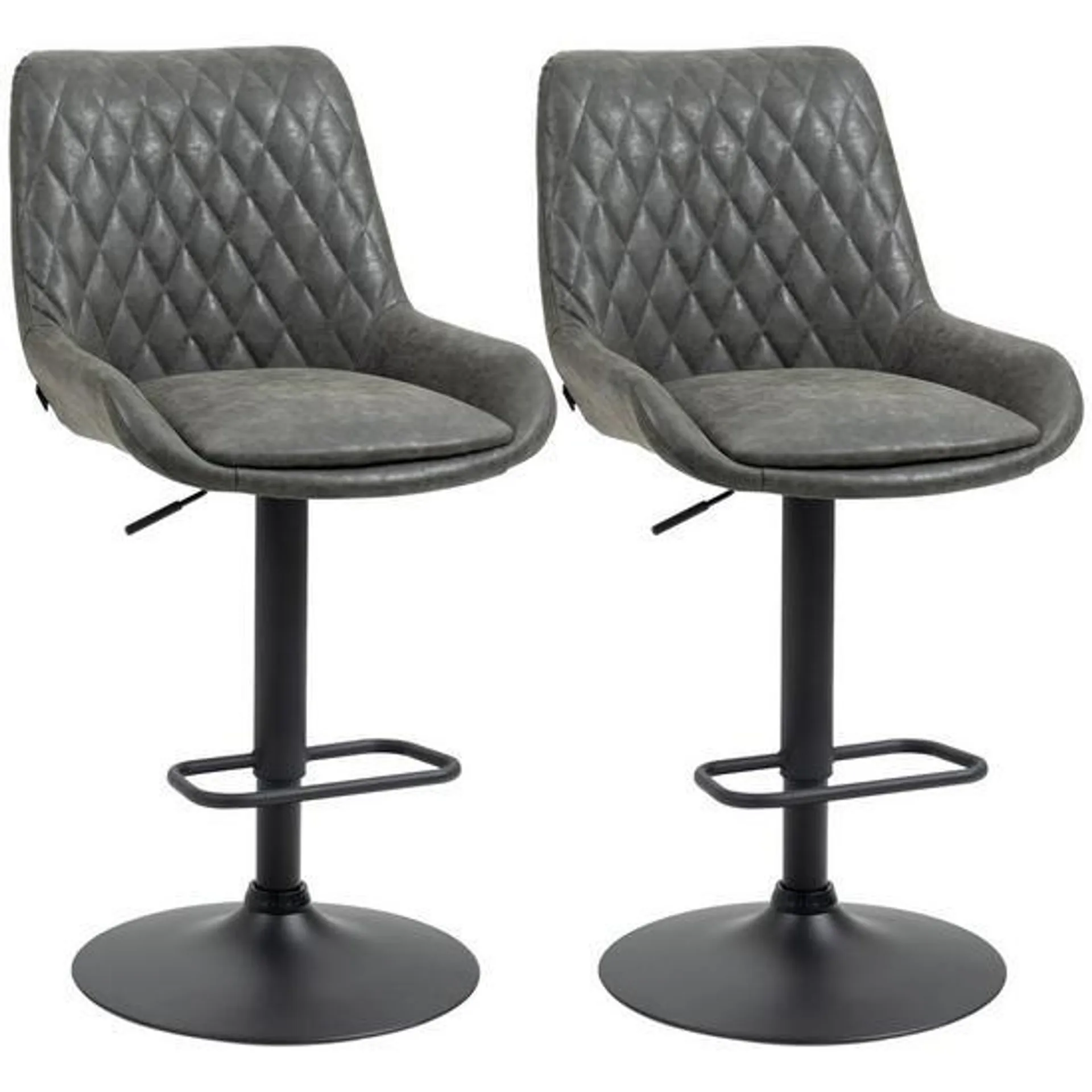 Adjustable Bar Stools Set of 2 Swivel Kitchen Stool with Back Footrest