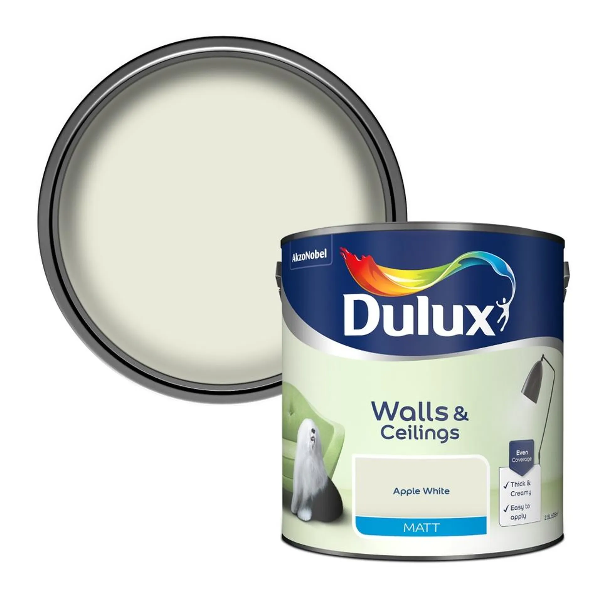 Dulux Matt Emulsion Paint Apple White - 2.5L