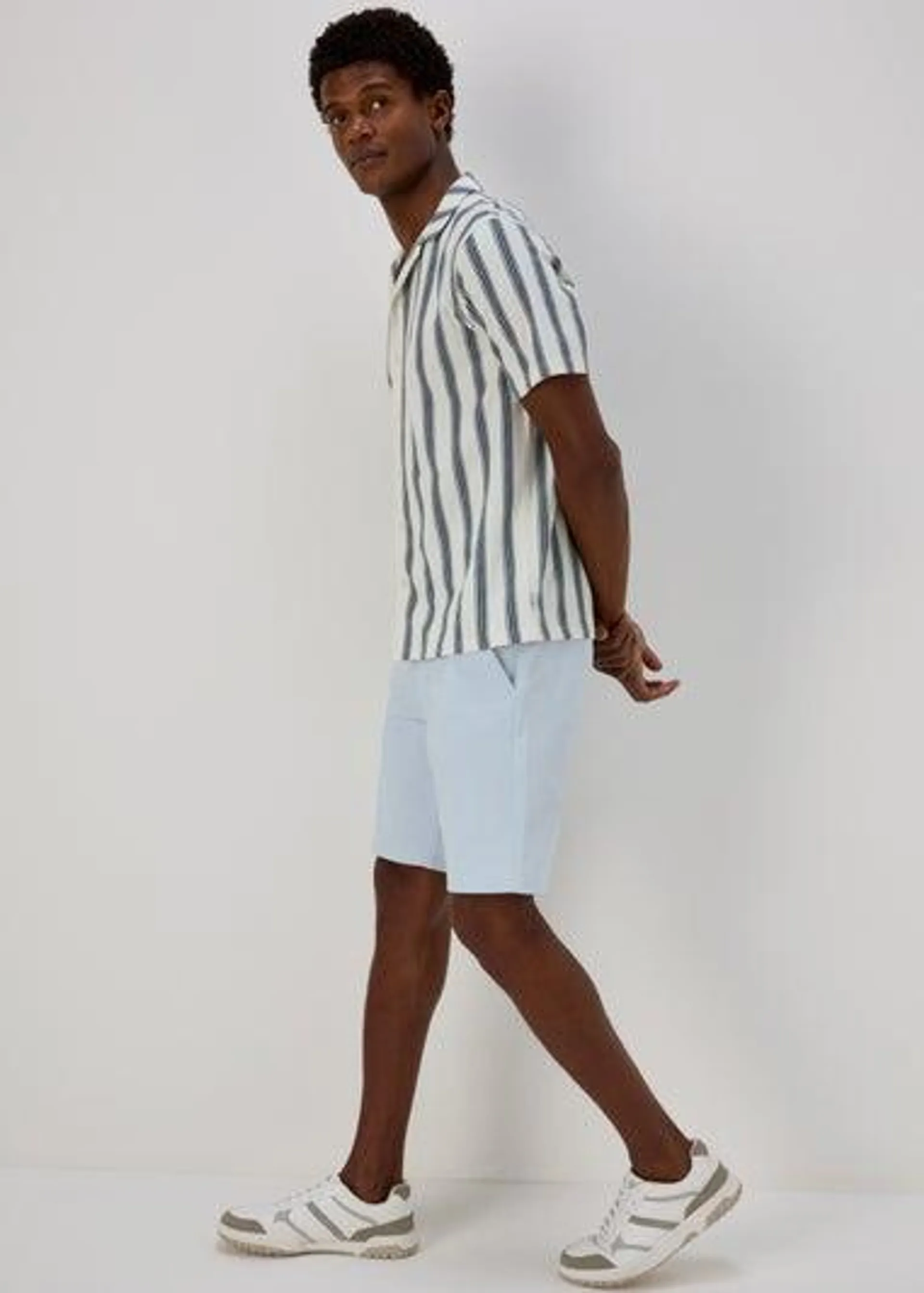 Blue Straight Fit Chino Shorts