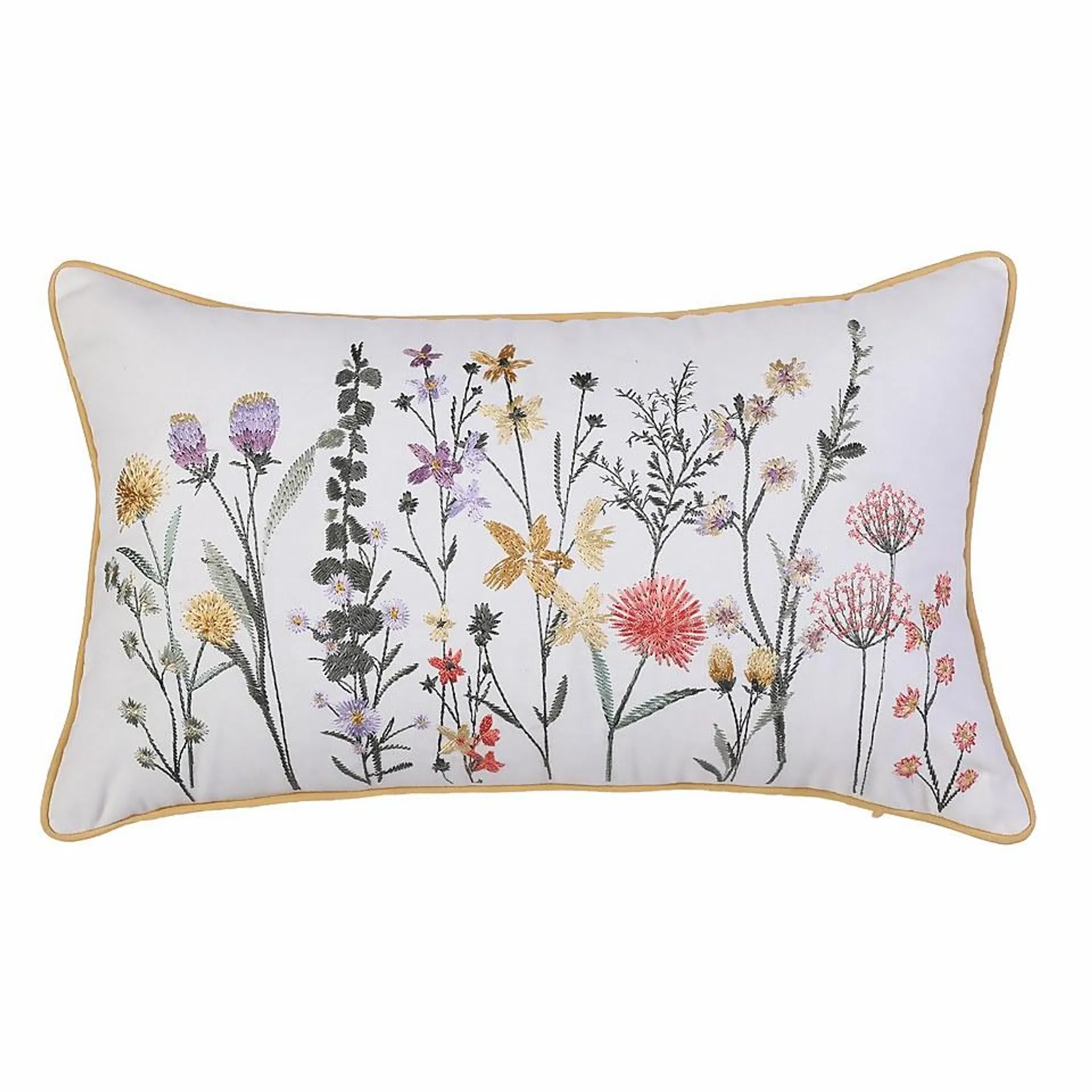 Embroidered Floral Cushion - 30x50cm