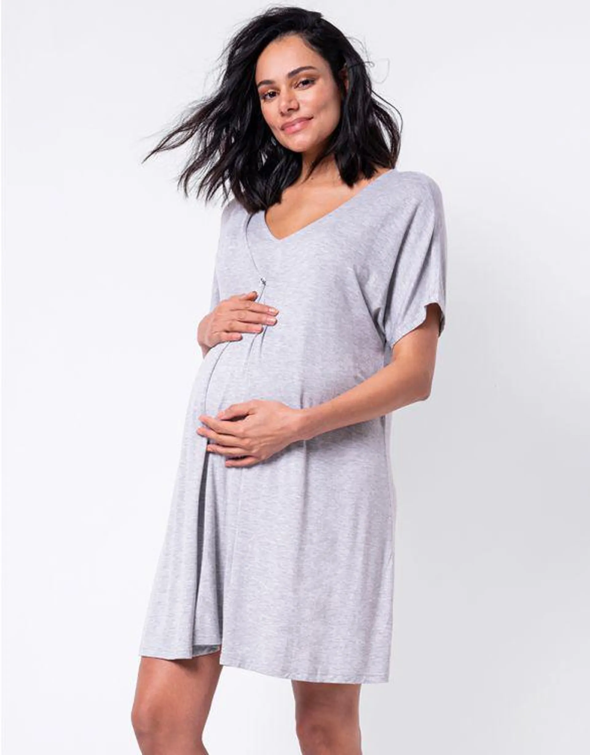 Grey Marl Maternity & Nursing Nightie