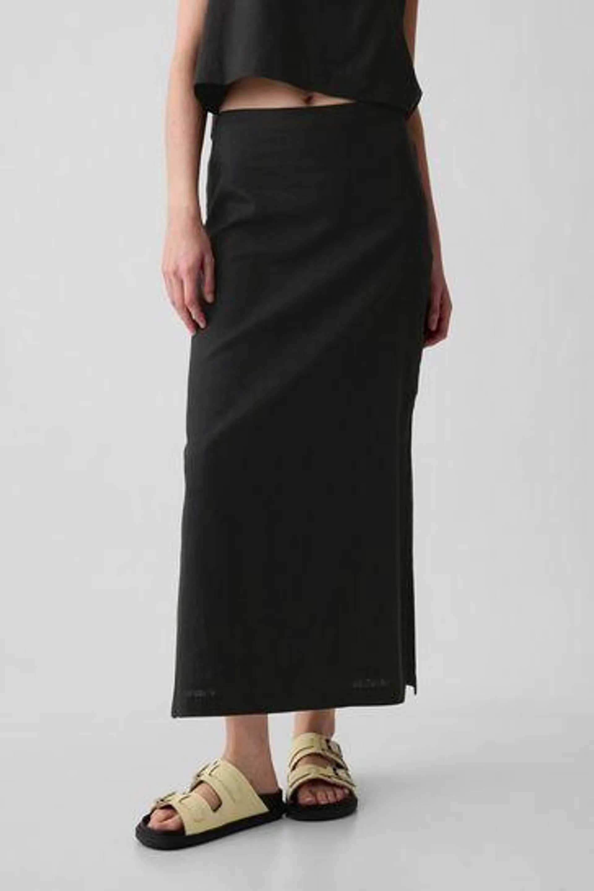 Linen Blend Maxi Skirt