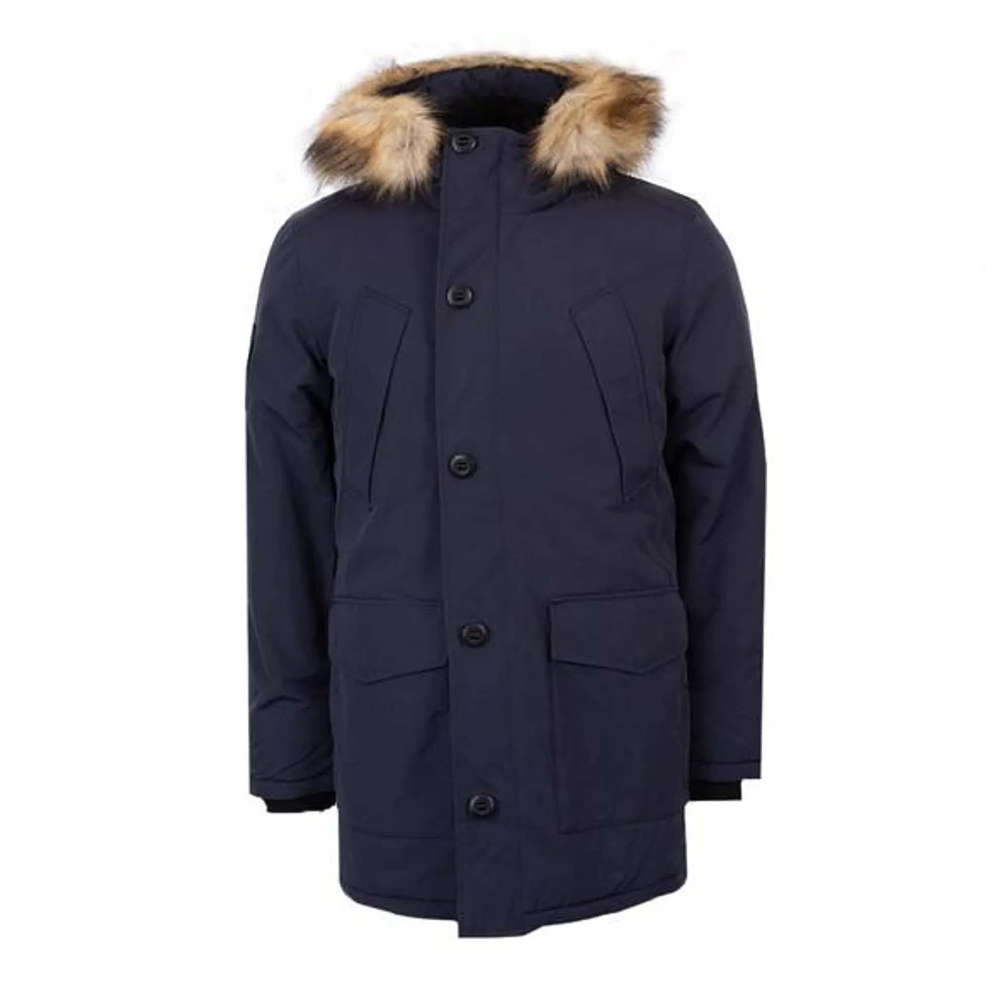 Mens Blue Everest Hooded Parka