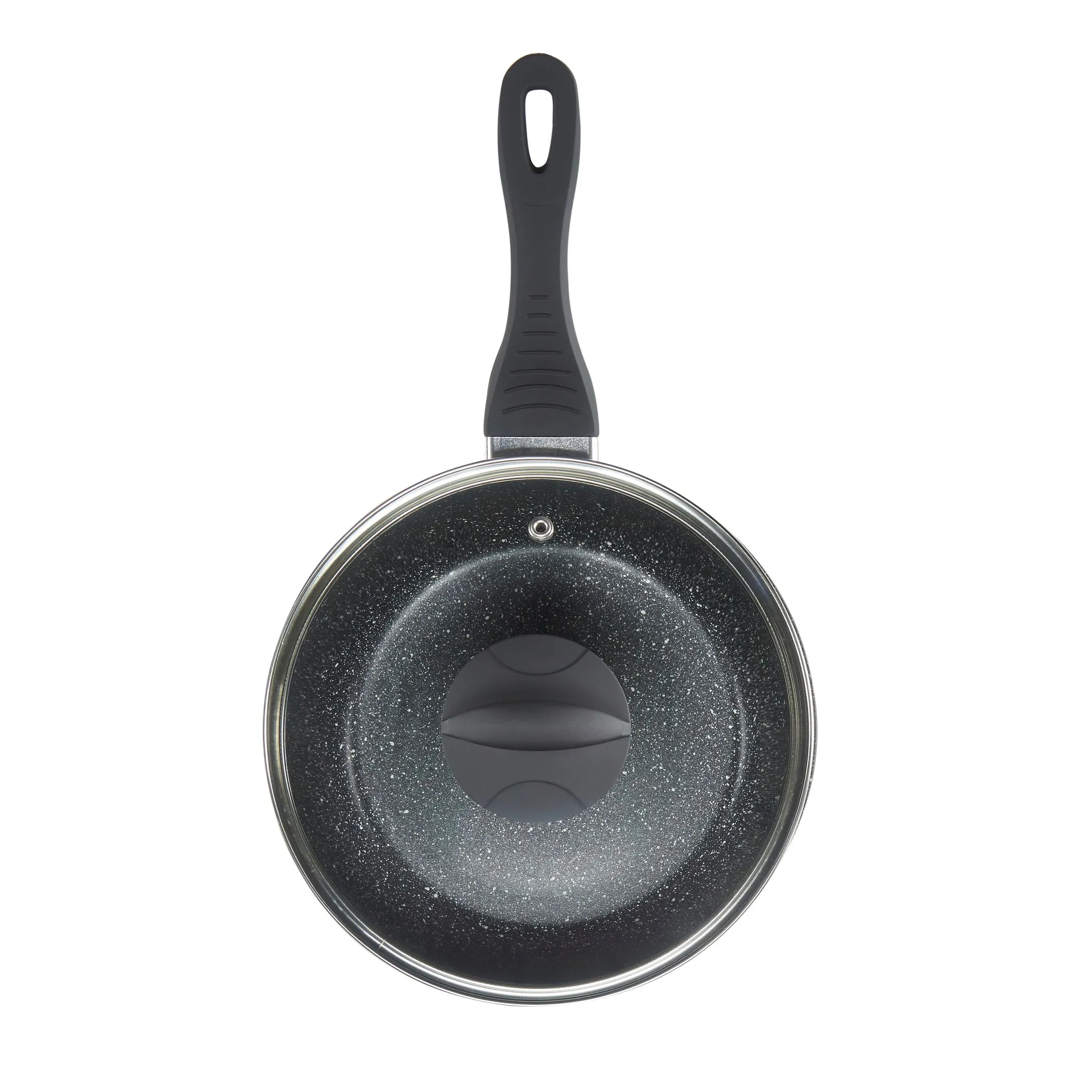 Lewis's Sovereign Stone 20cm Scratch Resistant Easy Clean Non Stick Saucepan & Lid -Black Marble