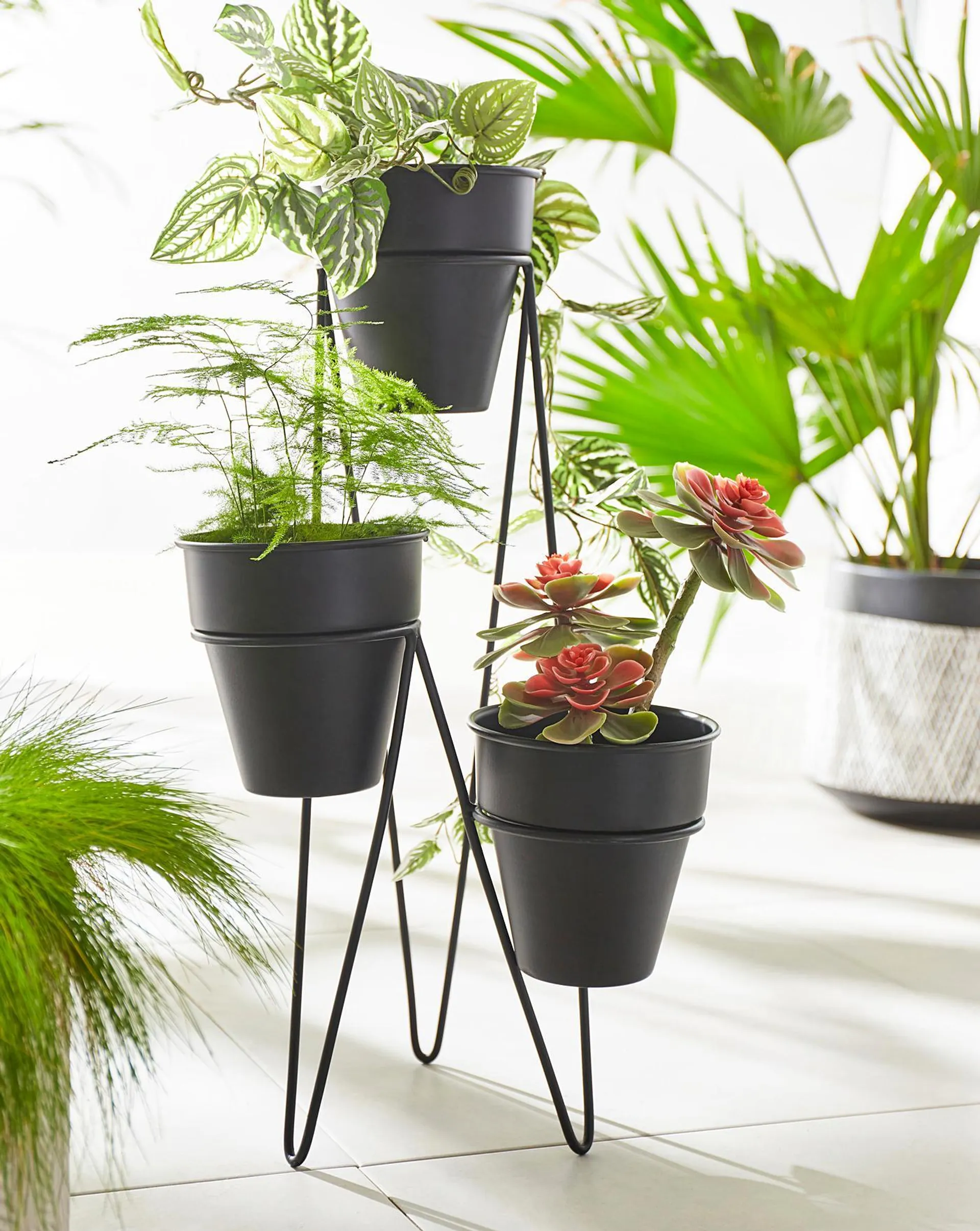 Black 3 Tiered Planter