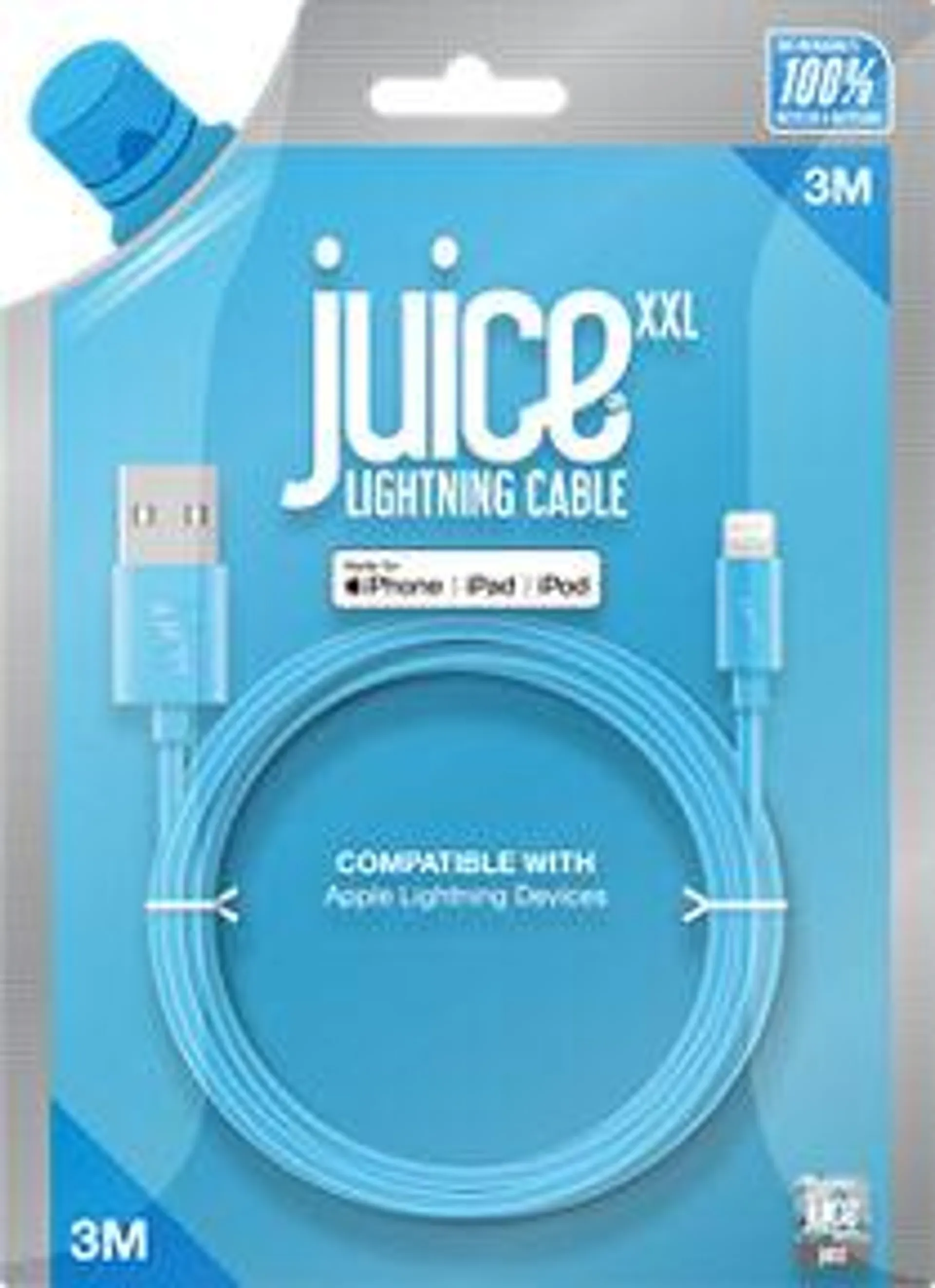 Juice Lightning Round Aqua Cable 3M